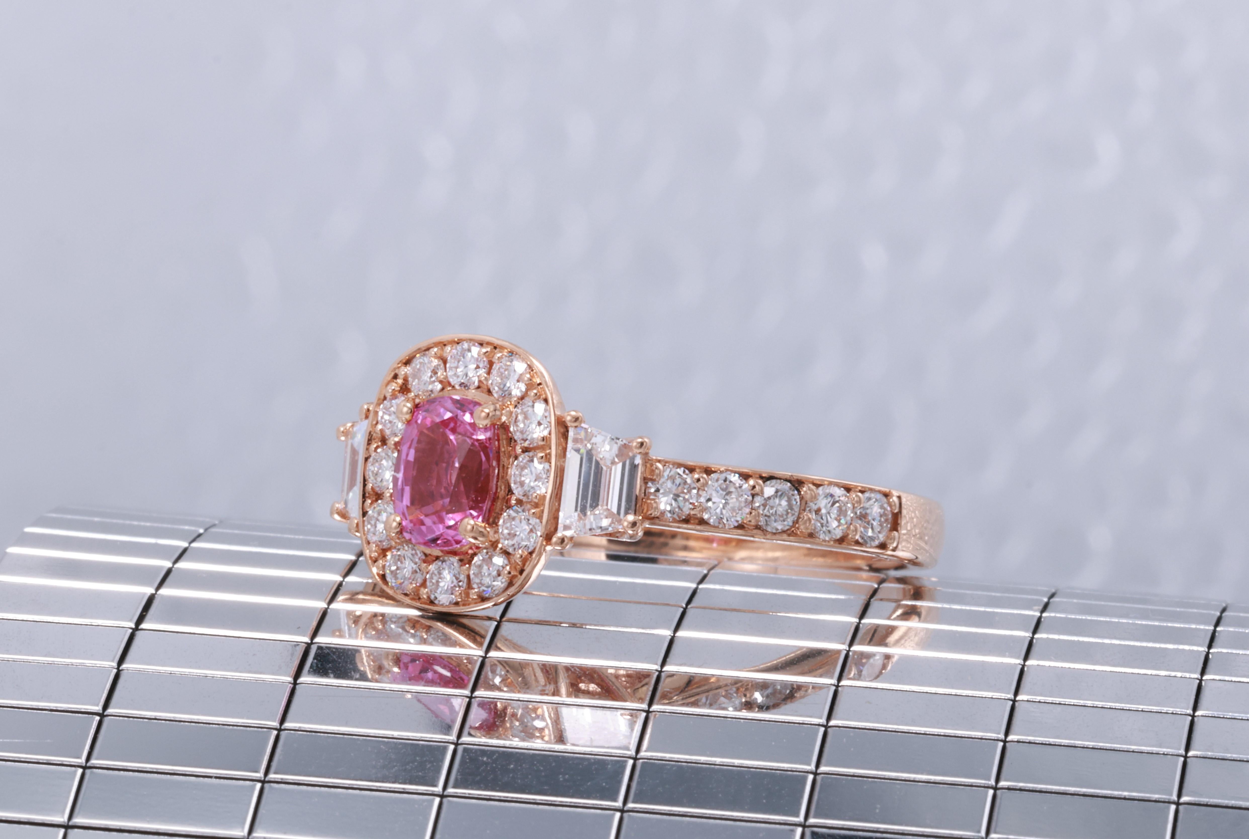 GIT & GFCO Certified Ceylon Pink Sapphire Ring For Sale 8