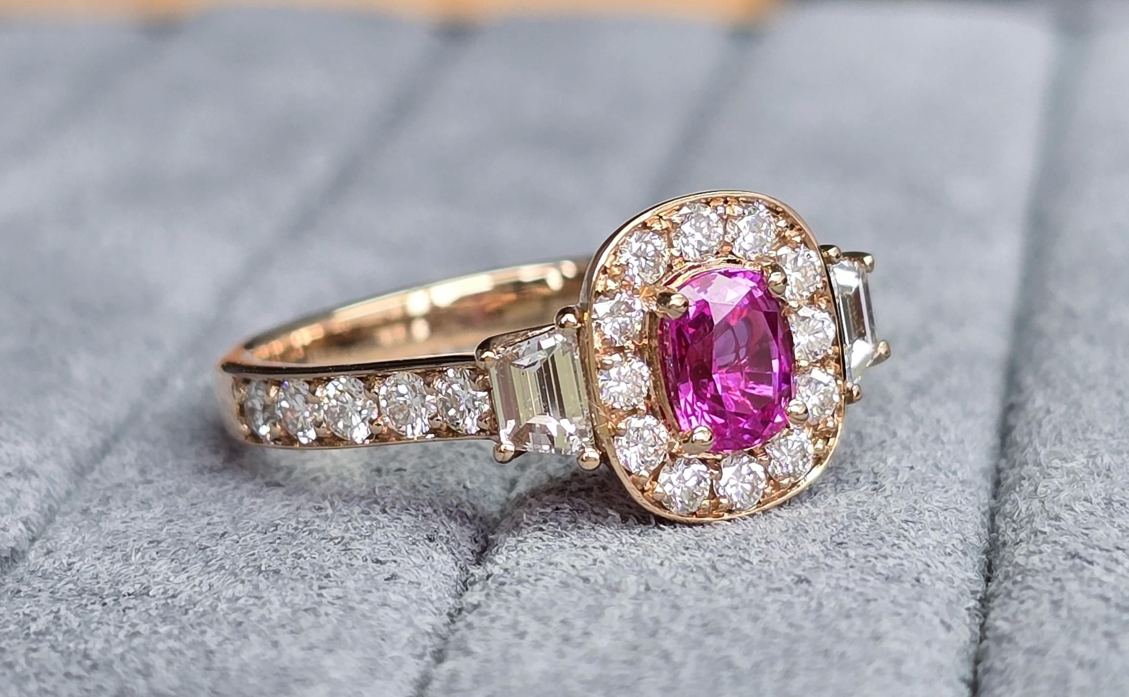 GIT & GFCO Certified Ceylon Pink Sapphire Ring For Sale 1