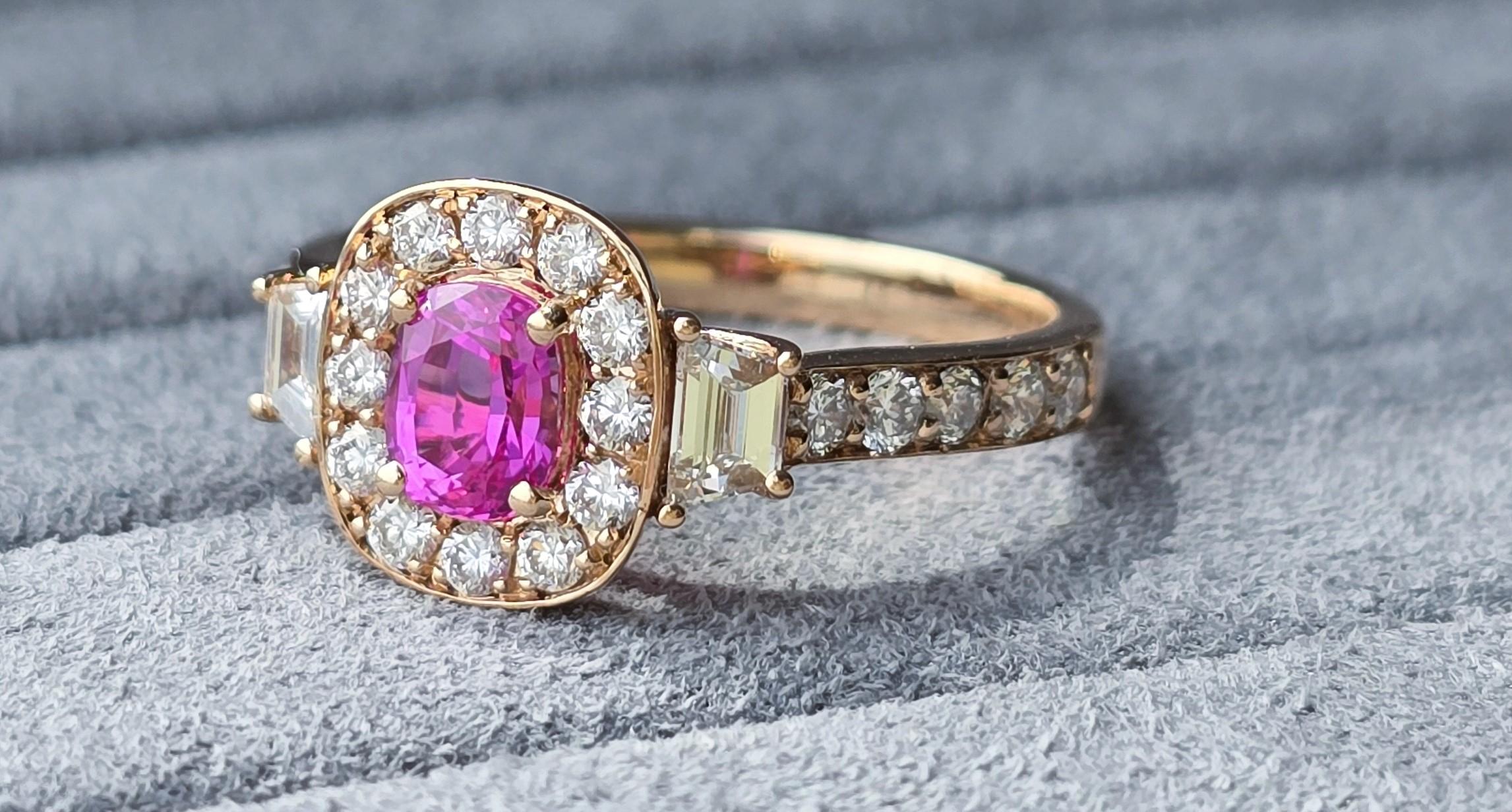 GIT & GFCO Certified Ceylon Pink Sapphire Ring For Sale 2