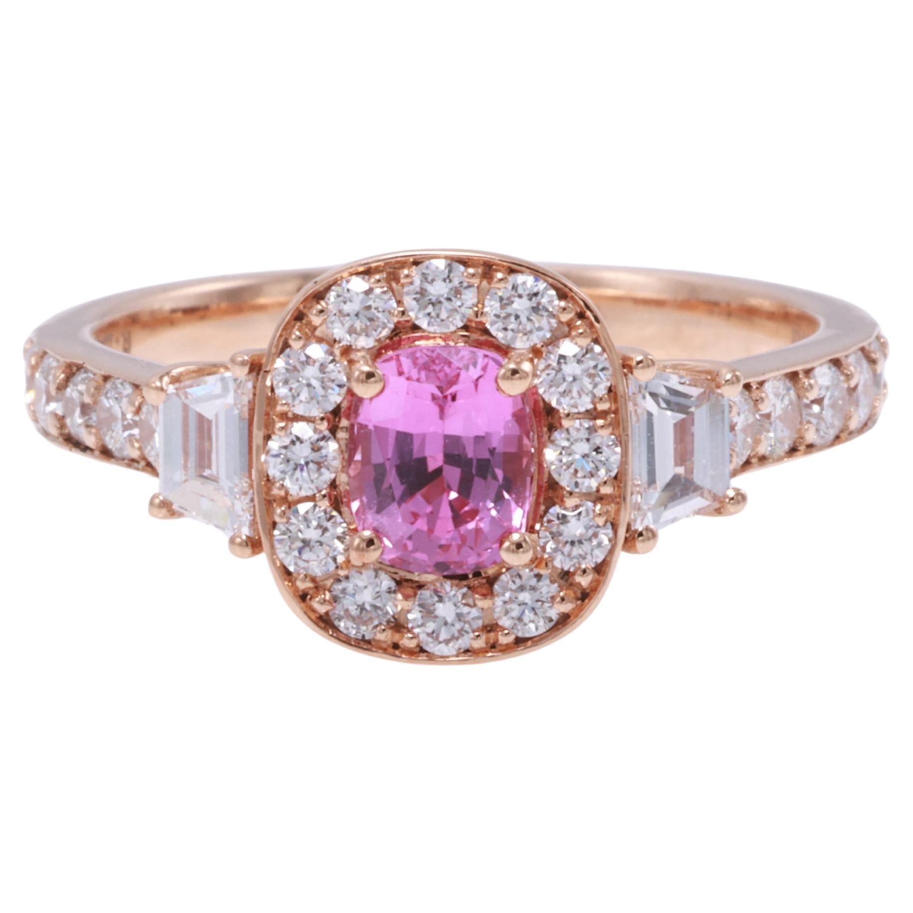 GIT & GFCO Certified Ceylon Pink Sapphire Ring For Sale