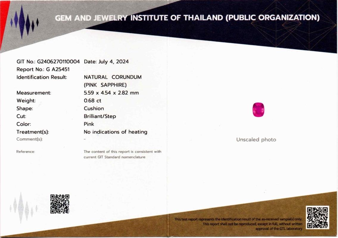GIT & GFCO Certified Natural Pink Sapphire Diamond Ring For Sale 3