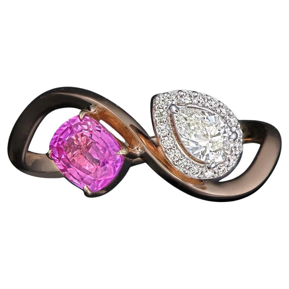 GIT & GFCO Certified Natural Pink Sapphire Diamond Ring