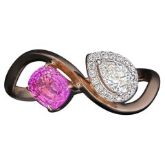 GIT & GFCO Certified Natural Pink Sapphire Diamond Ring