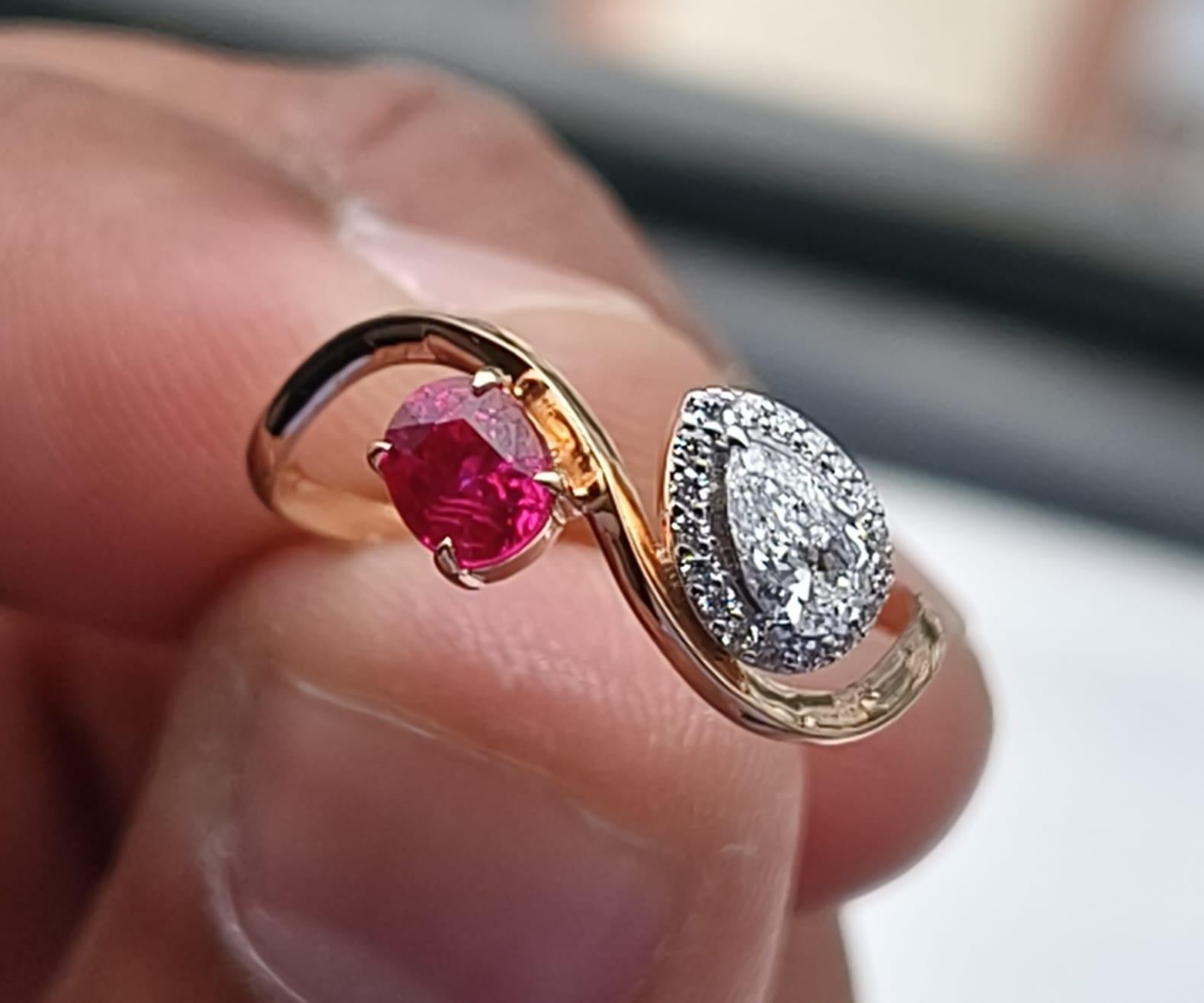 Taille ovale Bague en rubis naturel certifié GIT & GFCO en vente