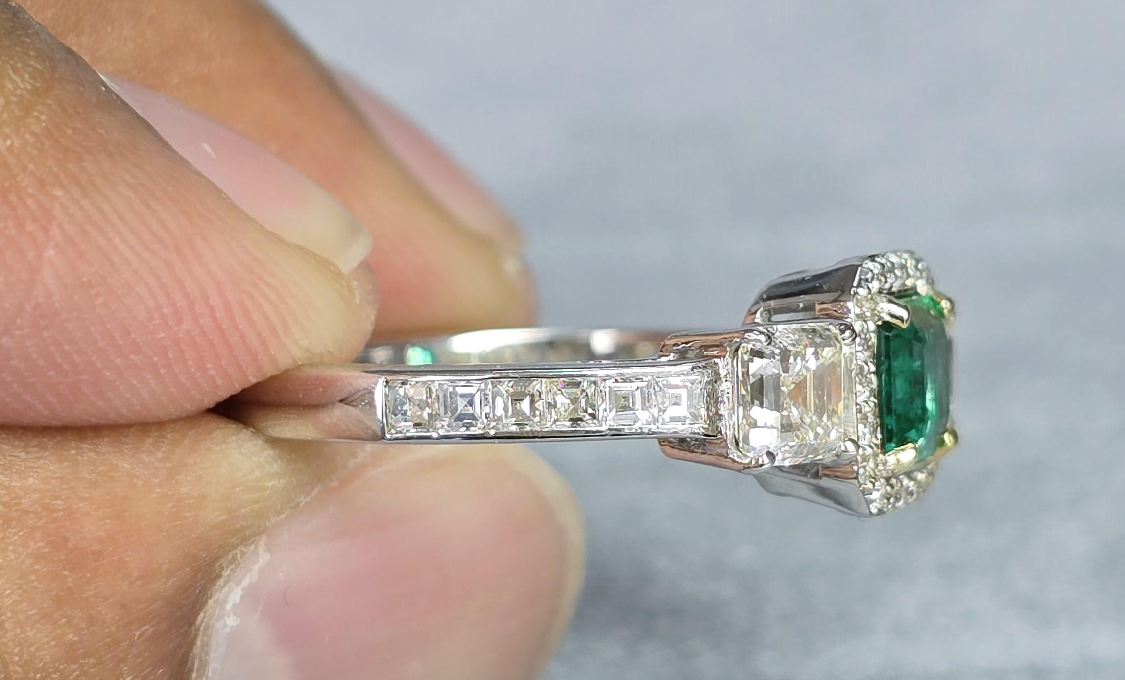 GIT & GFCO Certified Octagon Green Diamond Ring For Sale 8