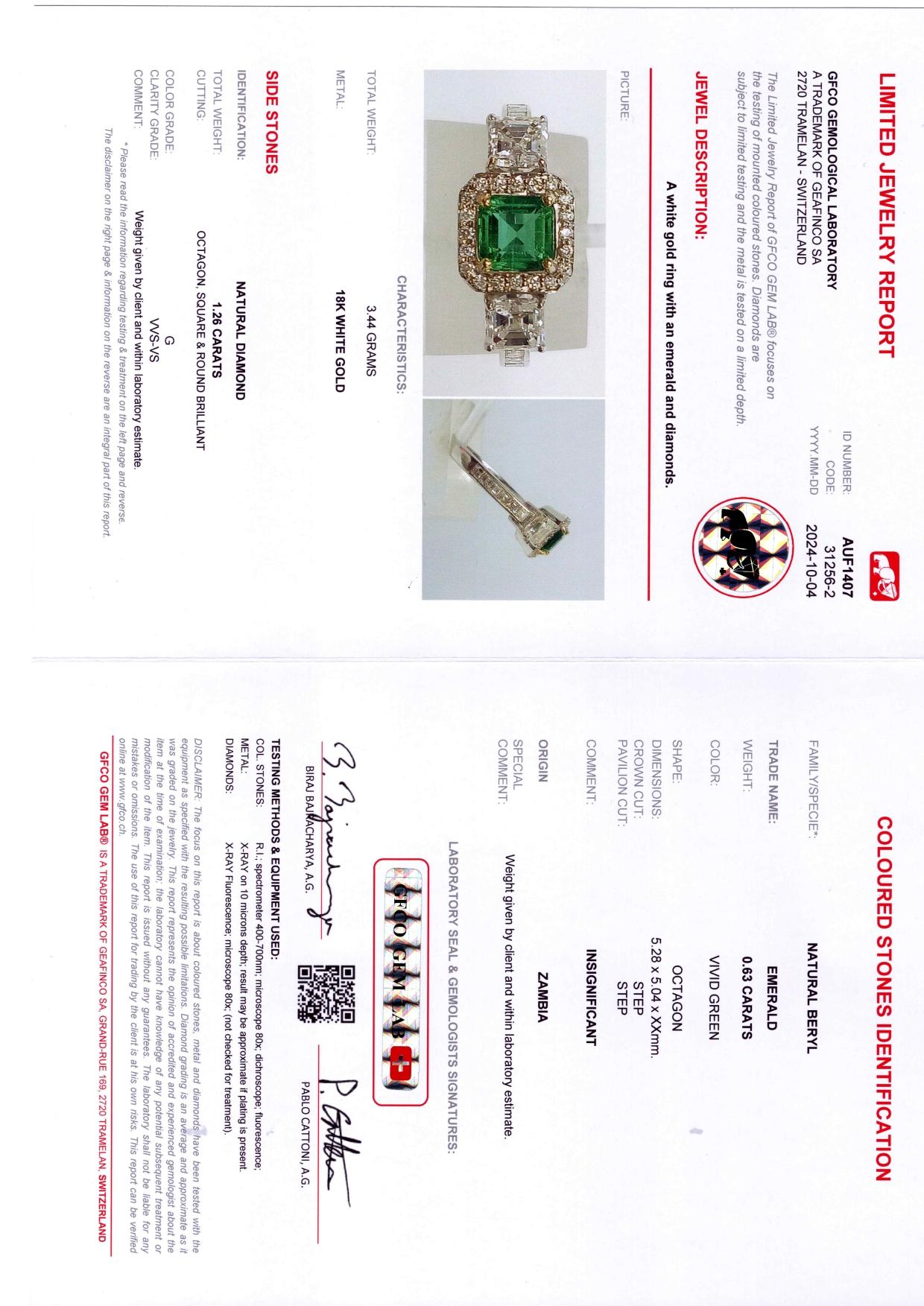 GIT & GFCO Certified Octagon Green Diamond Ring For Sale 13