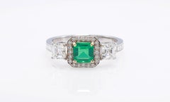 GIT & GFCO Certified Octagon Green Diamond Ring