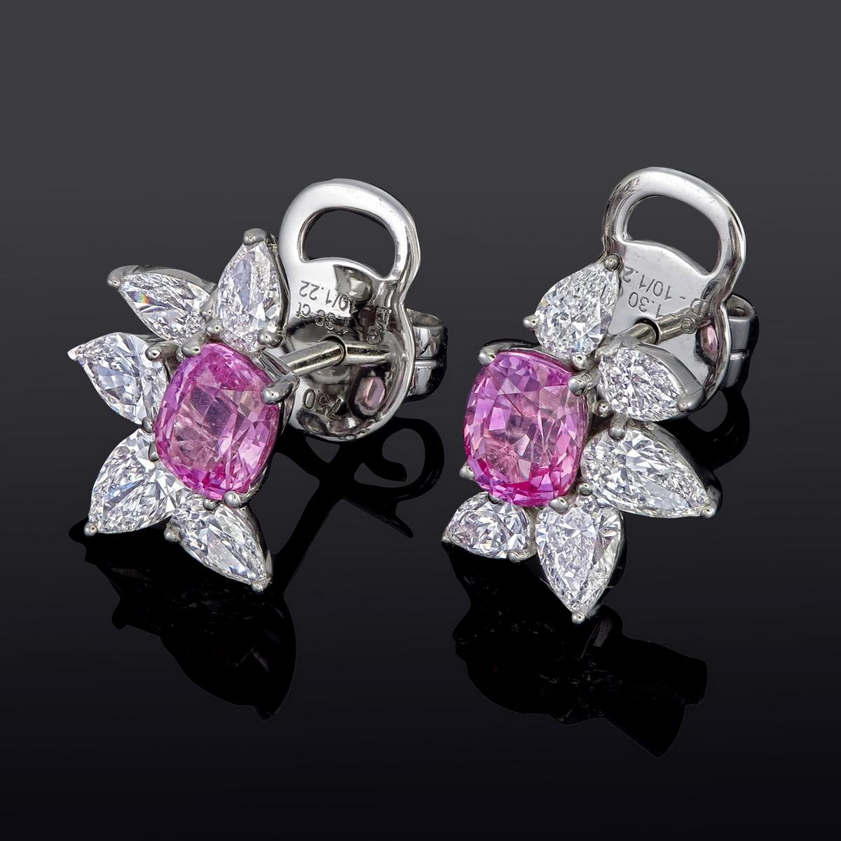 Women's or Men's GIT & GFCO Certified Pink Sapphire Earrings For Sale