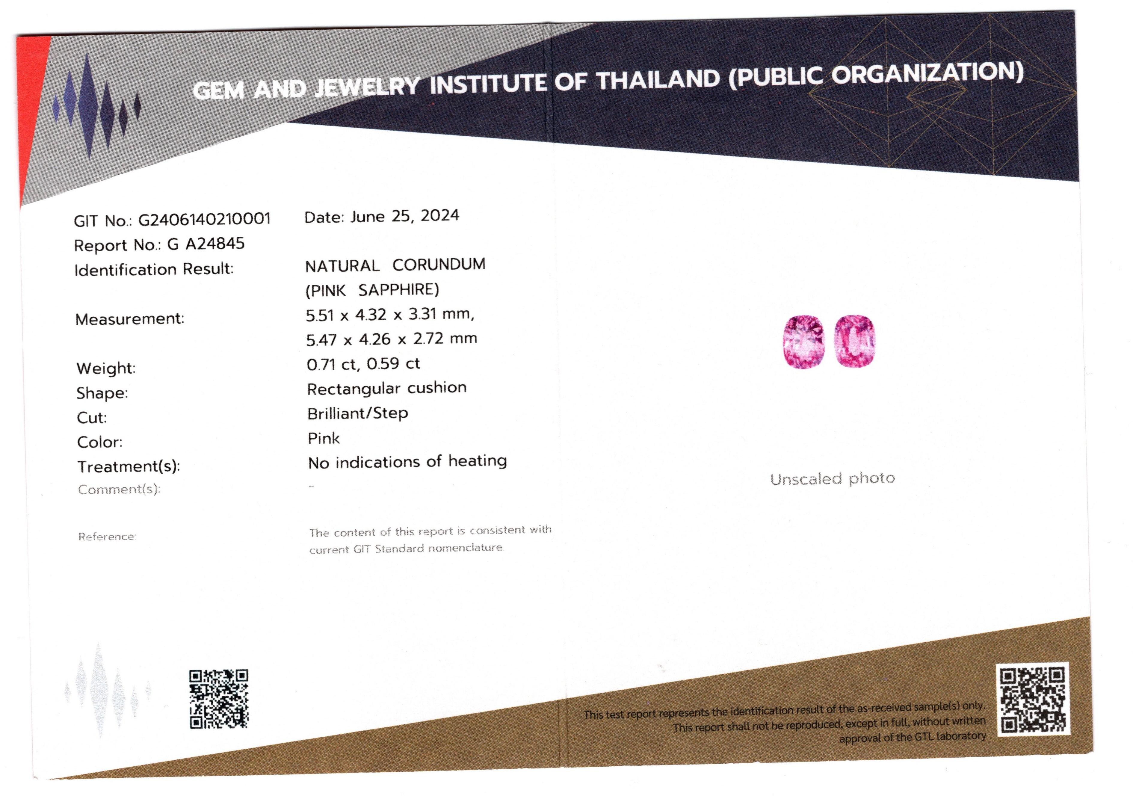 GIT & GFCO Certified Pink Sapphire Earrings For Sale 2