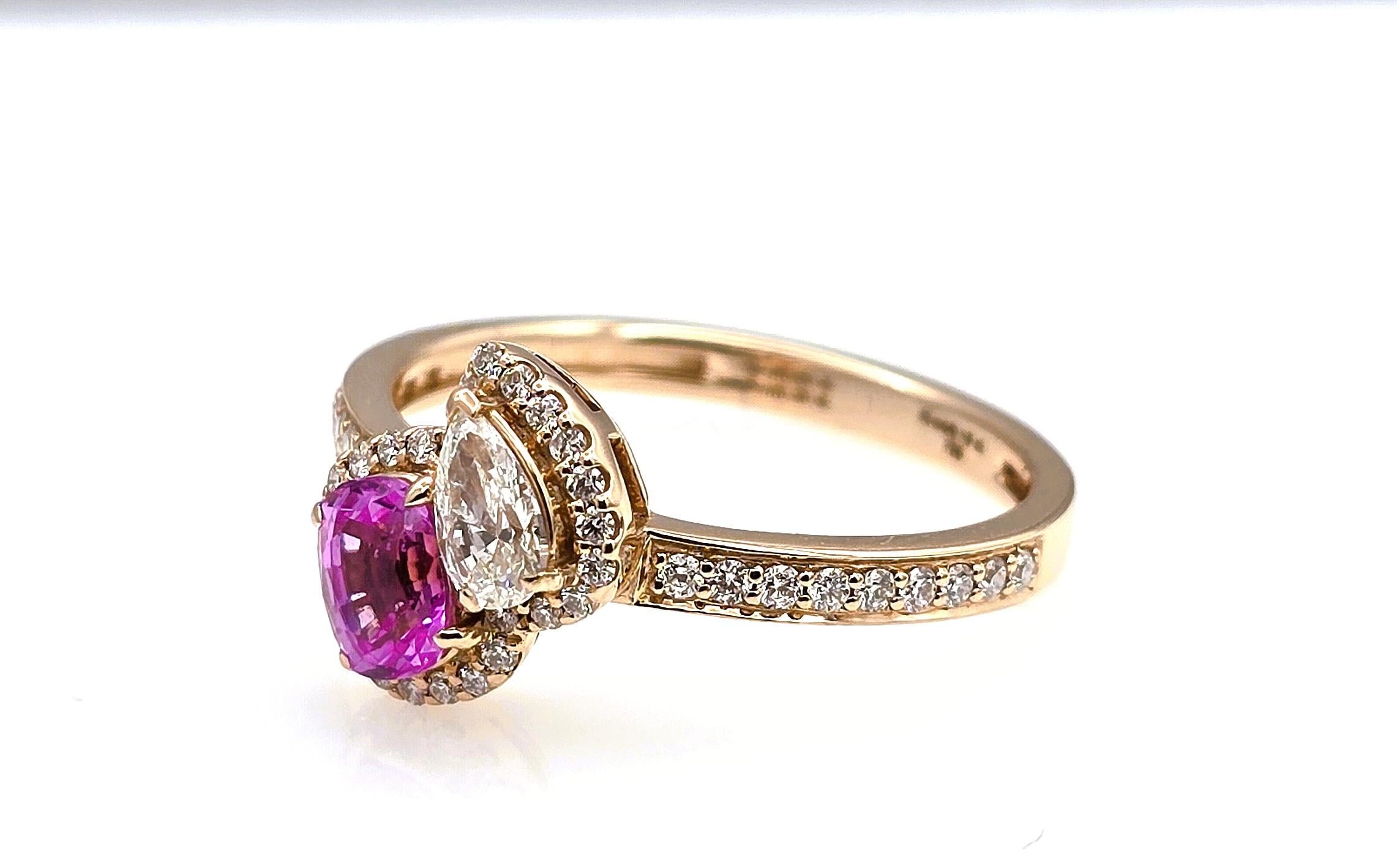 GIT & GFCO Certified Pink Sapphire Ring For Sale 5