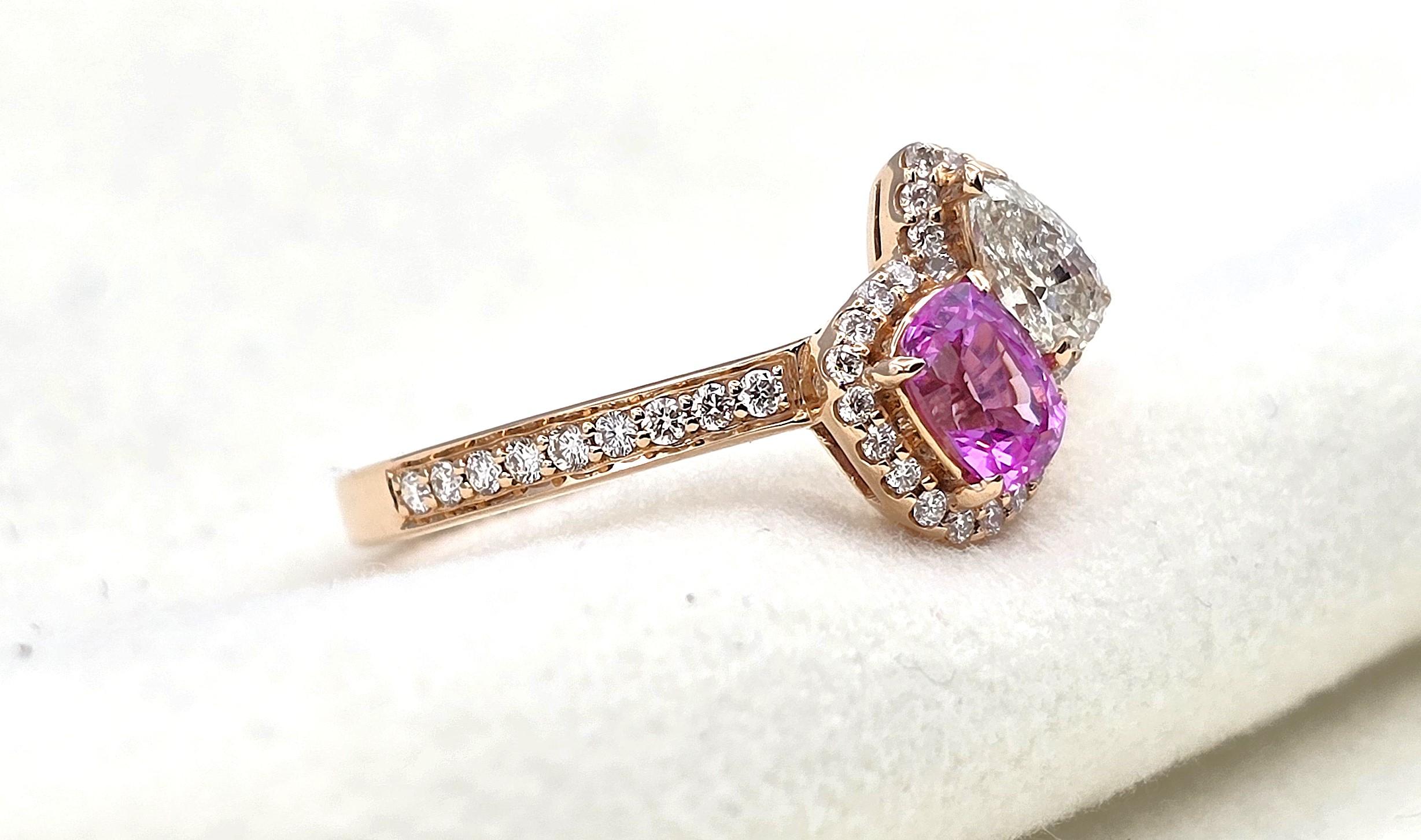 GIT & GFCO Certified Pink Sapphire Ring For Sale 6