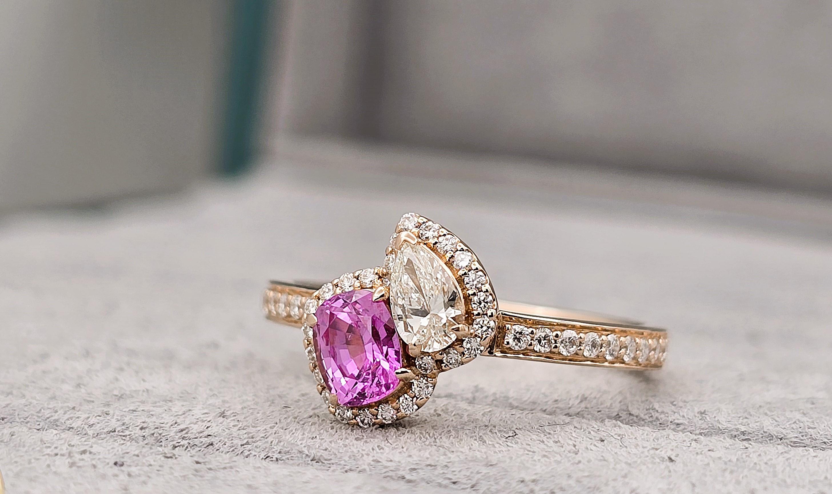 GIT & GFCO Certified Pink Sapphire Ring In New Condition For Sale In บางรัก, TH
