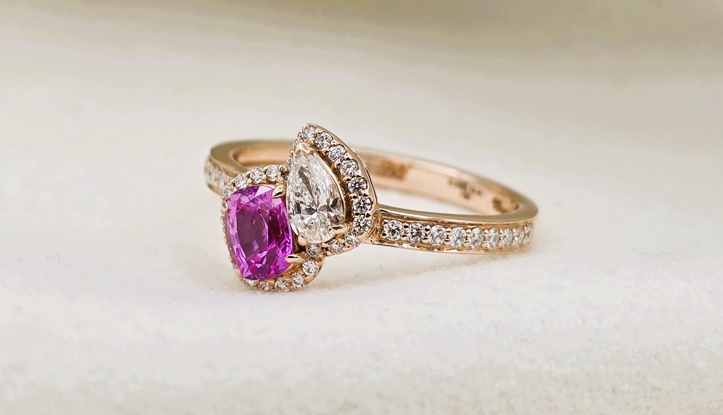 GIT & GFCO Certified Pink Sapphire Ring For Sale 1