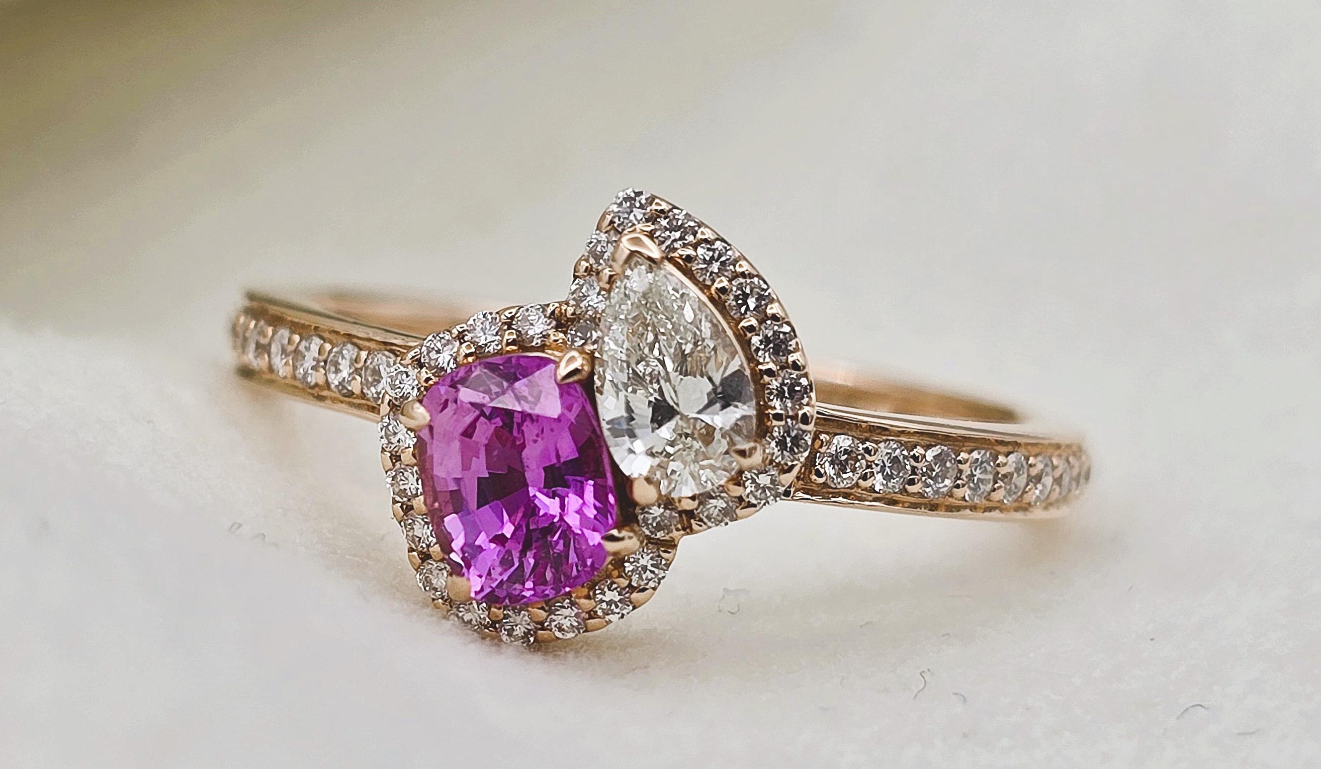 GIT & GFCO Certified Pink Sapphire Ring For Sale 4