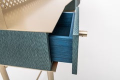 Gita Luxus Make-up-Konsole:: Metallstruktur:: Juwelengriffe:: Holzschublade