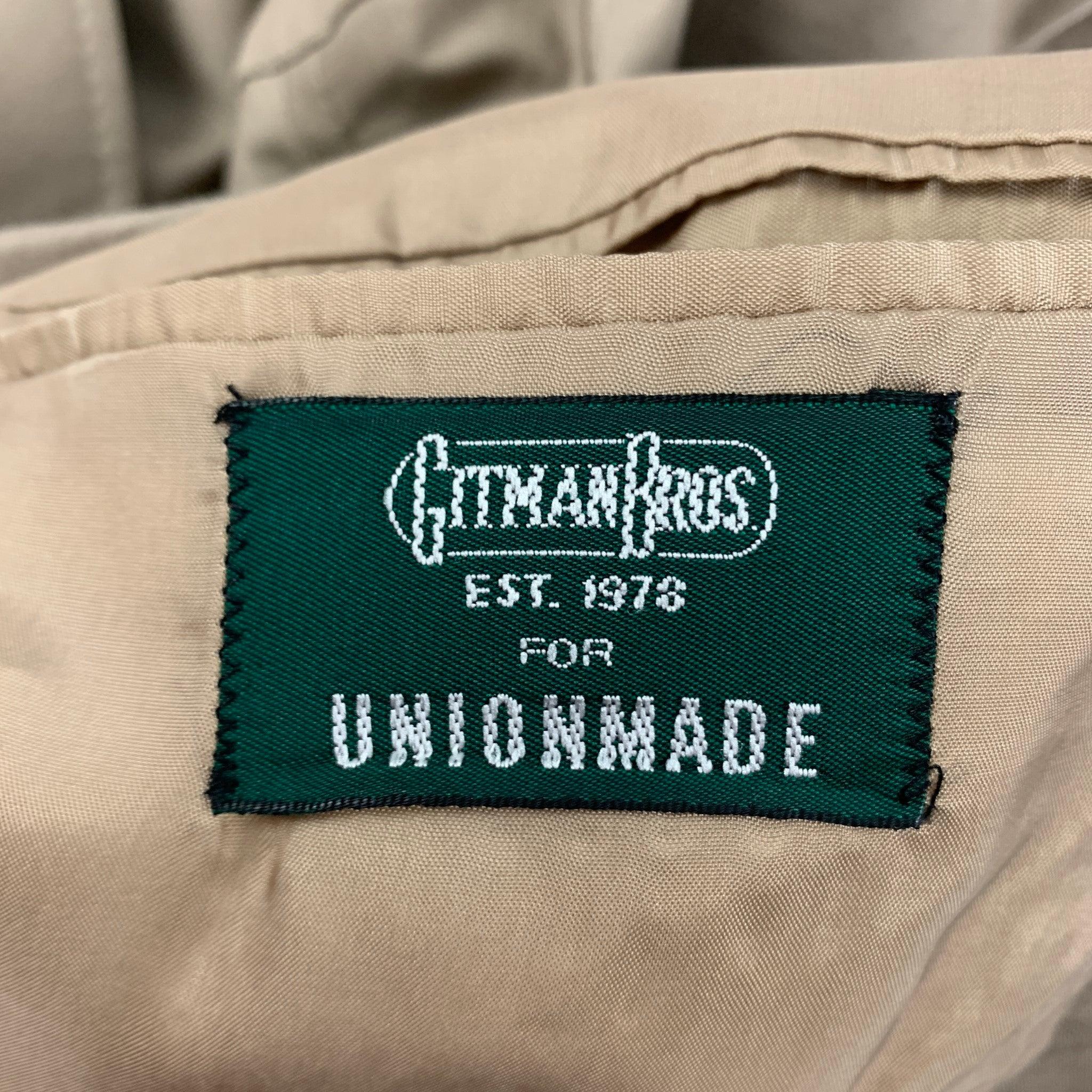 GITMAN BROS for UNIONMADE Size 40 Khaki Cotton Notch Lapel Sport Coat For Sale 2