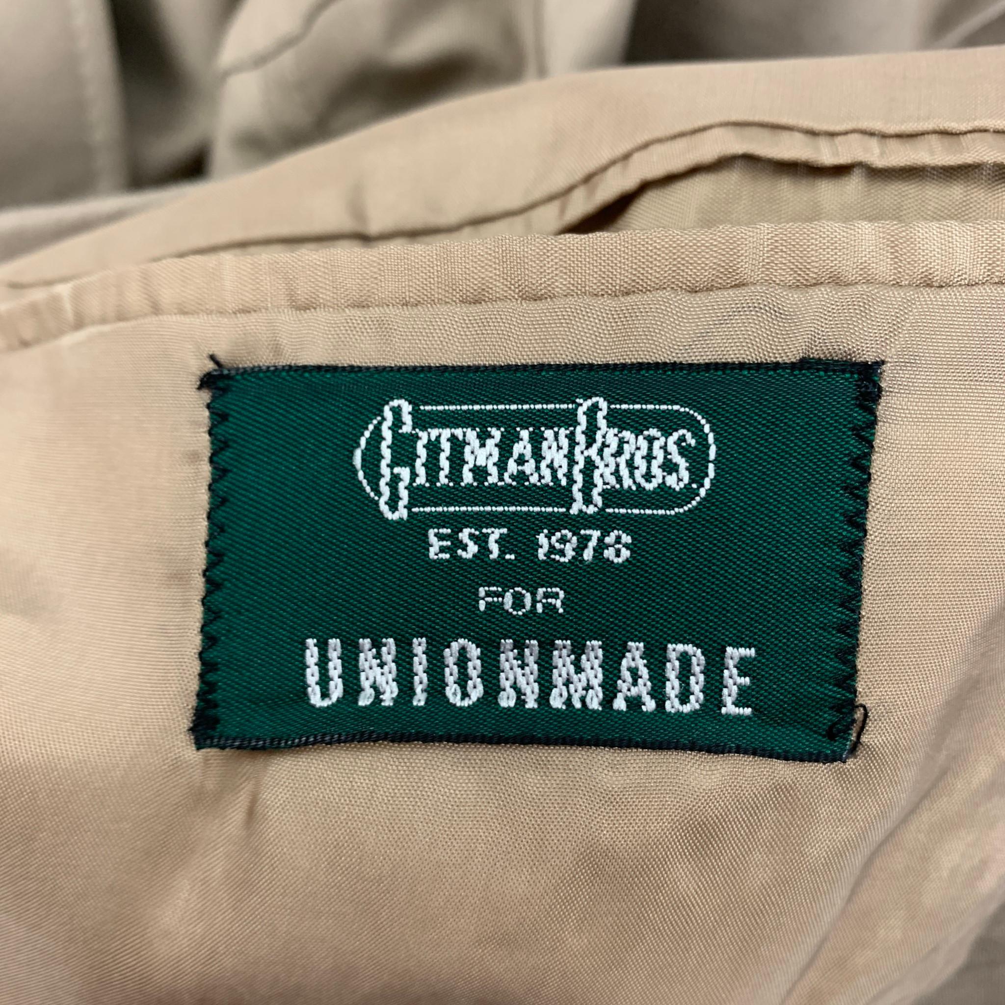 GITMAN BROS for UNIONMADE Size 40 Khaki Cotton Notch Lapel Sport Coat 1