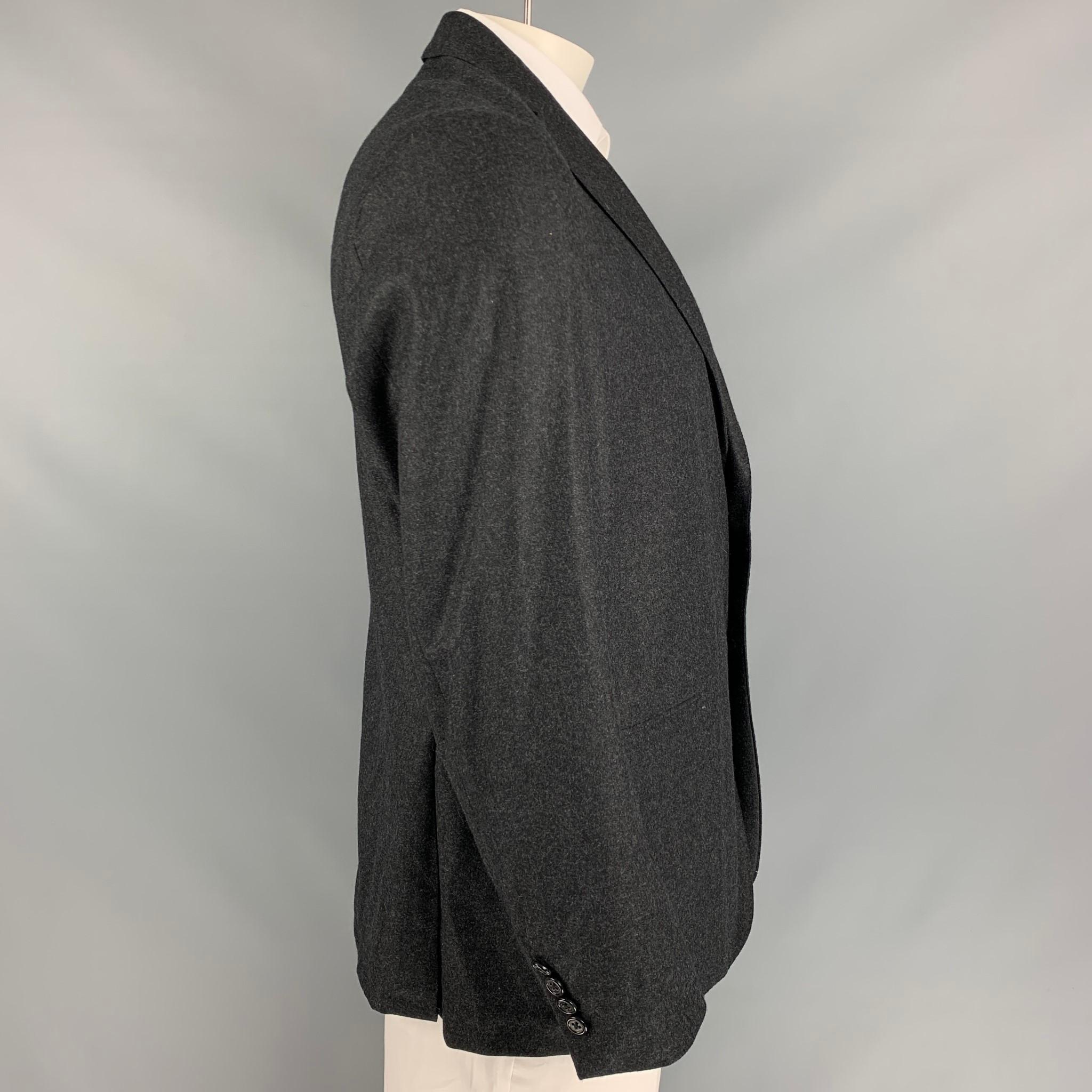 Black GITMAN BROS for UNIONMADE Size 44 Charcoal Wool Notch Lapel Sport Coat