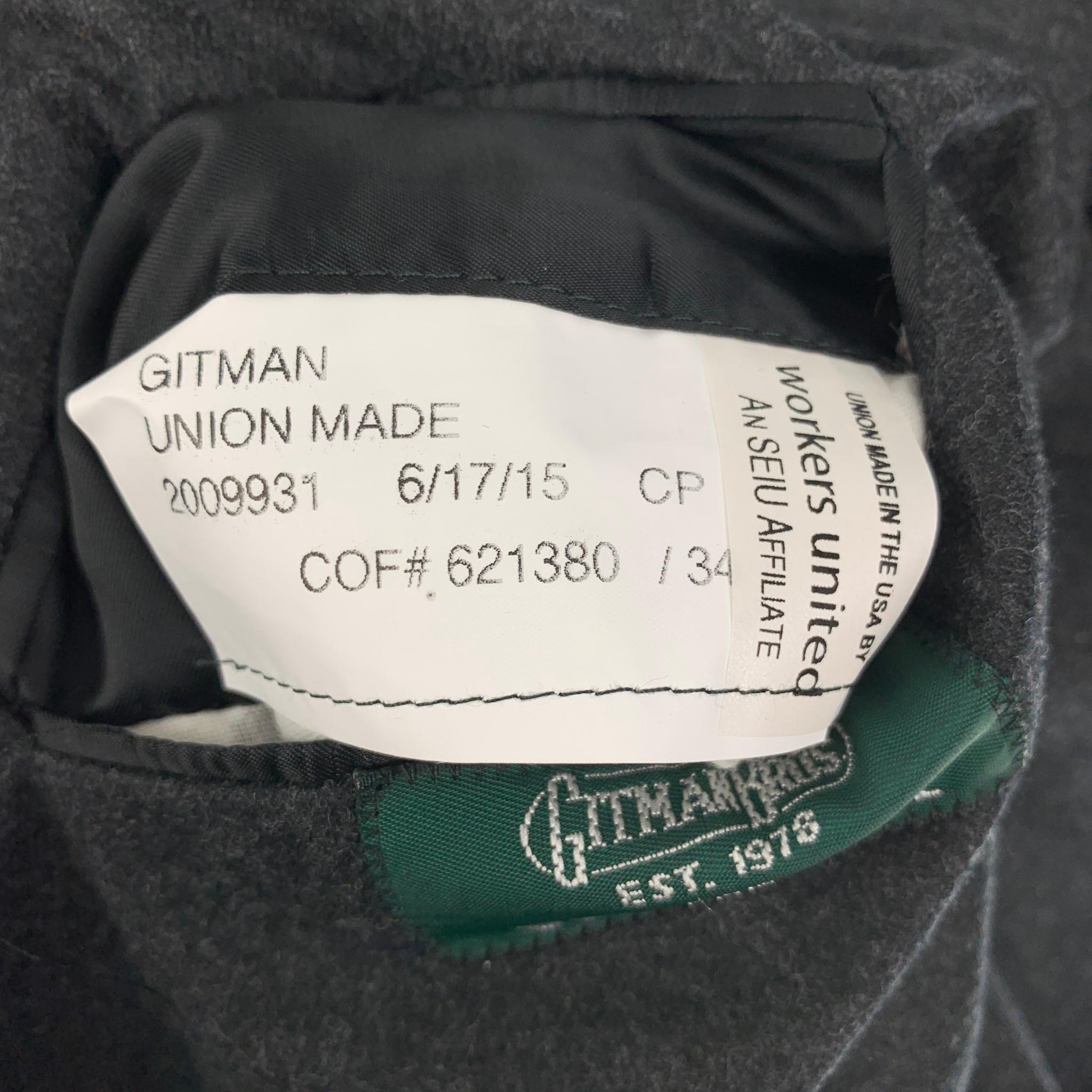 GITMAN BROS for UNIONMADE Size 44 Charcoal Wool Notch Lapel Sport Coat 1