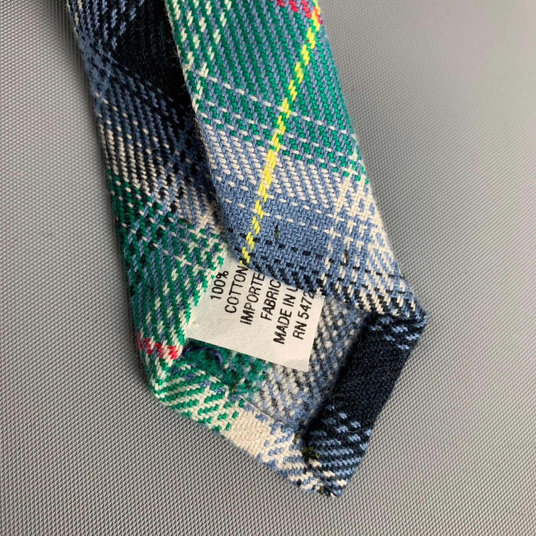 GITMAN BROS Green Plaid Cotton Tie In Good Condition For Sale In San Francisco, CA