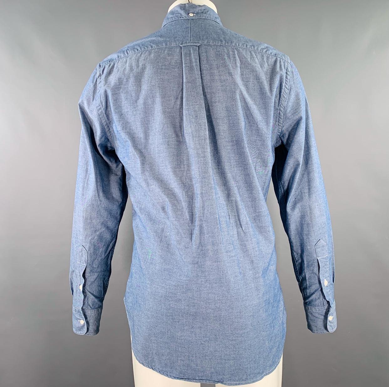 Gray GITMAN BROS Size M Blue Oxford One Pocket Long Sleeve Shirt