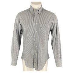 GITMAN BROS Size M Blue White Stripe Seersucker Cotton Long Sleeve Shirt