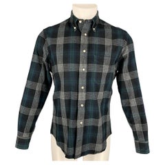 GITMAN BROS Size M Grey Green Plaid Cotton Long Sleeve Shirt