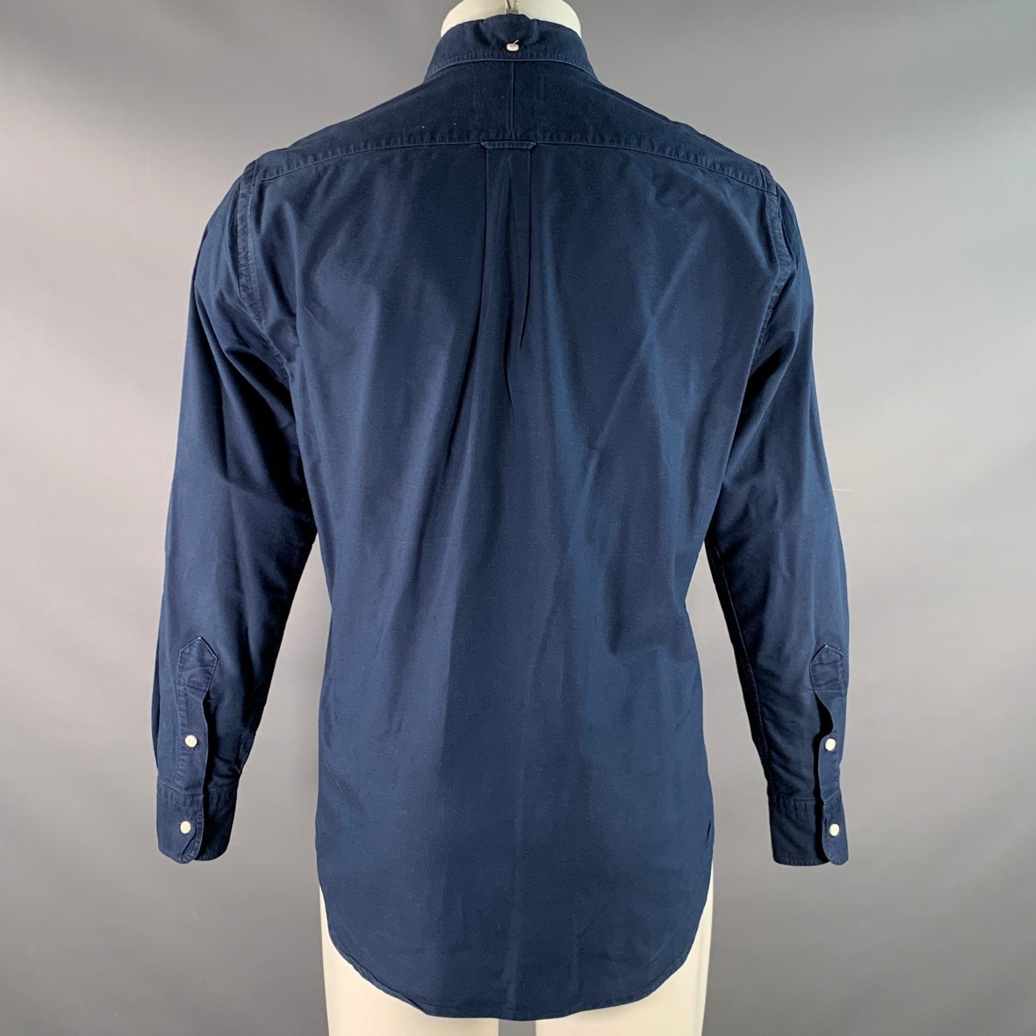 GITMAN BROS Talla M Camisa de manga larga de un bolsillo de algodón índigo Púrpura en venta