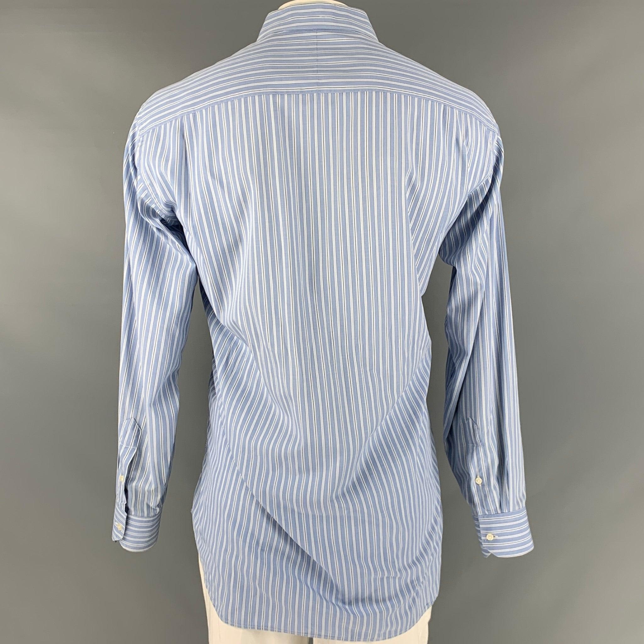 Men's GITMAN BROS Size XL Blue White Stripe Cotton Long Sleeve Shirt For Sale