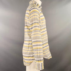 GITMAN BROS VINTAGE Size M White Grey Yellow Plaid One Pocket Long Sleeve Shirt