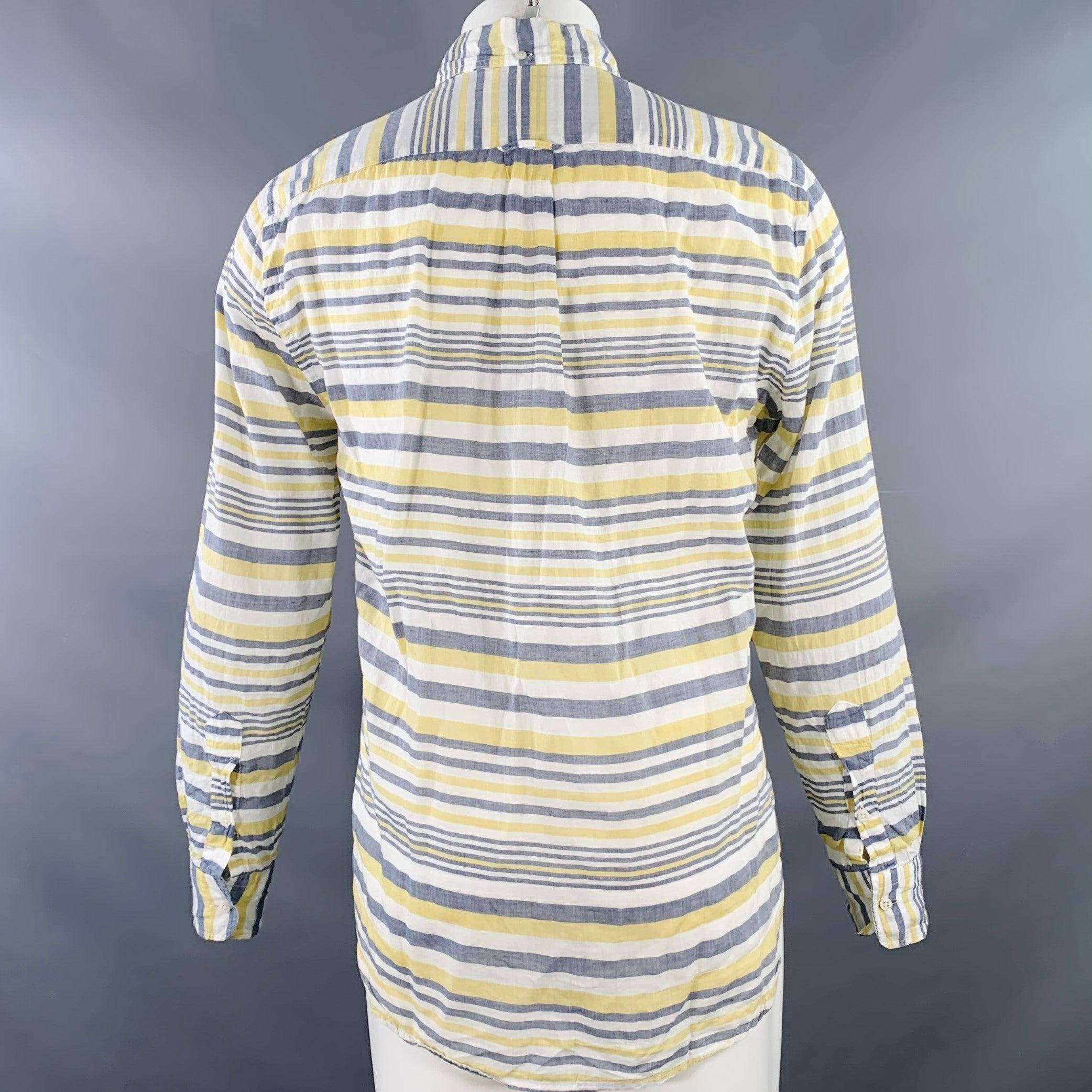 Beige GITMAN BROS VINTAGE Size M White Grey Yellow Plaid One Pocket Long Sleeve Shirt For Sale