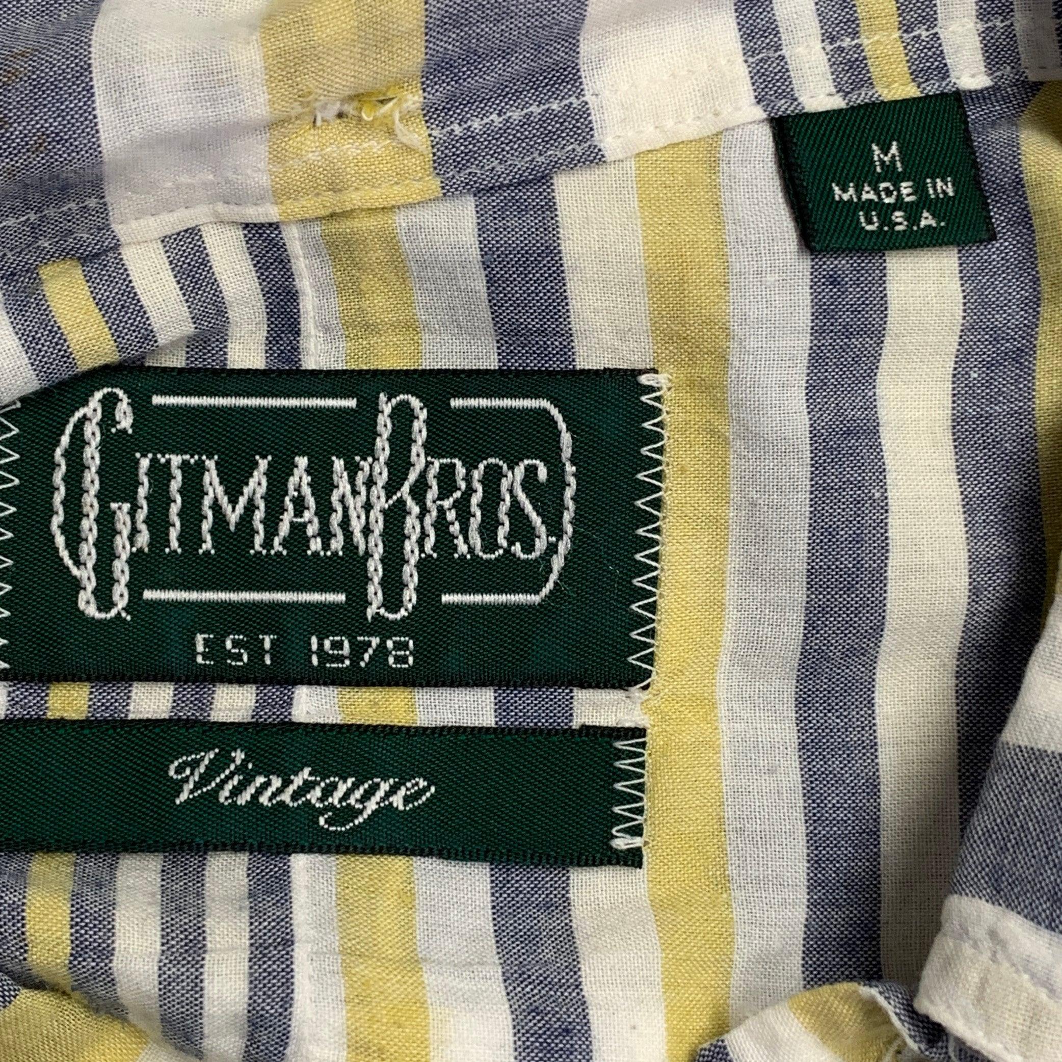 GITMAN BROS VINTAGE Size M White Grey Yellow Plaid One Pocket Long Sleeve Shirt For Sale 2