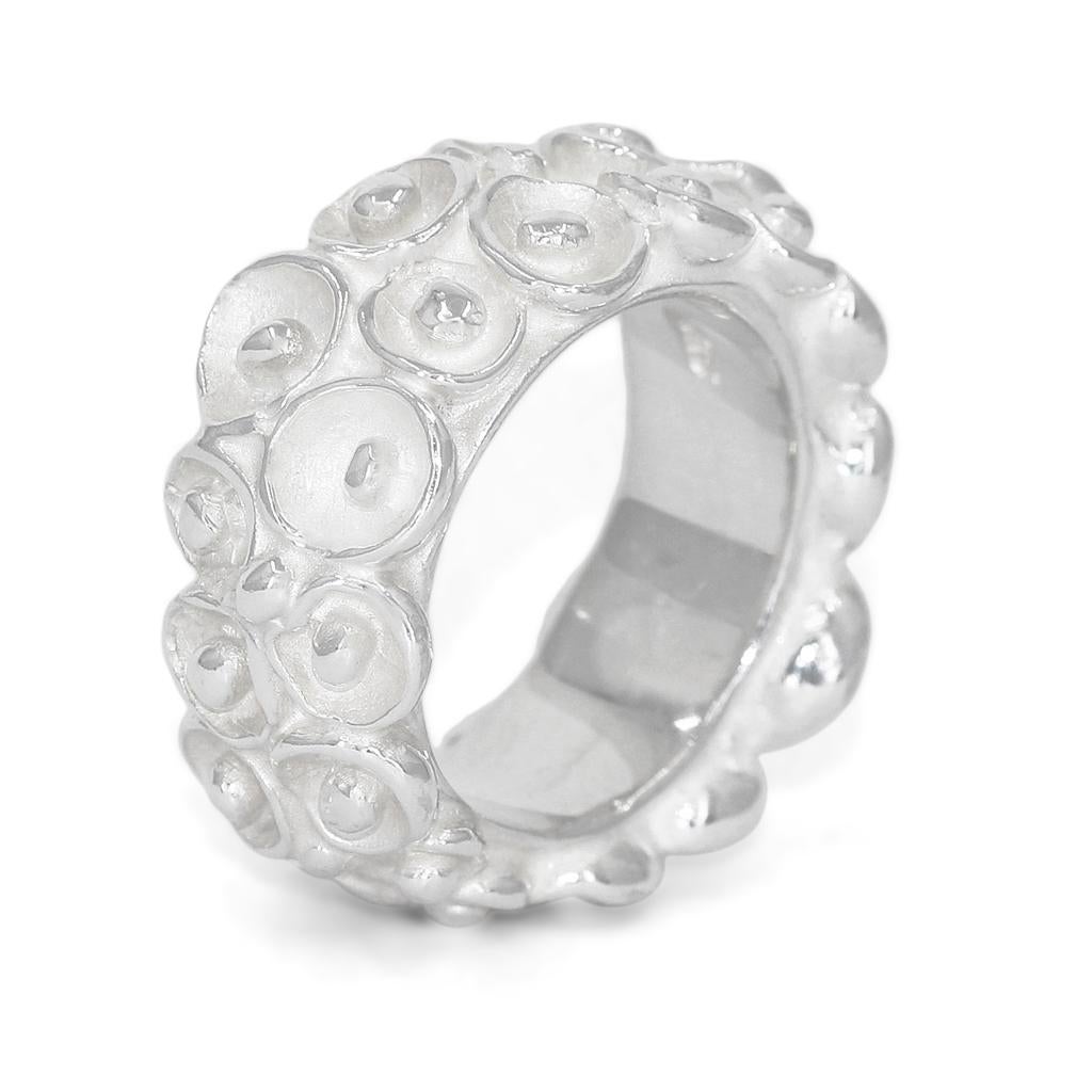 Gitta Pielcke Double Calyxes White Sterling Silver Handmade Ring 1
