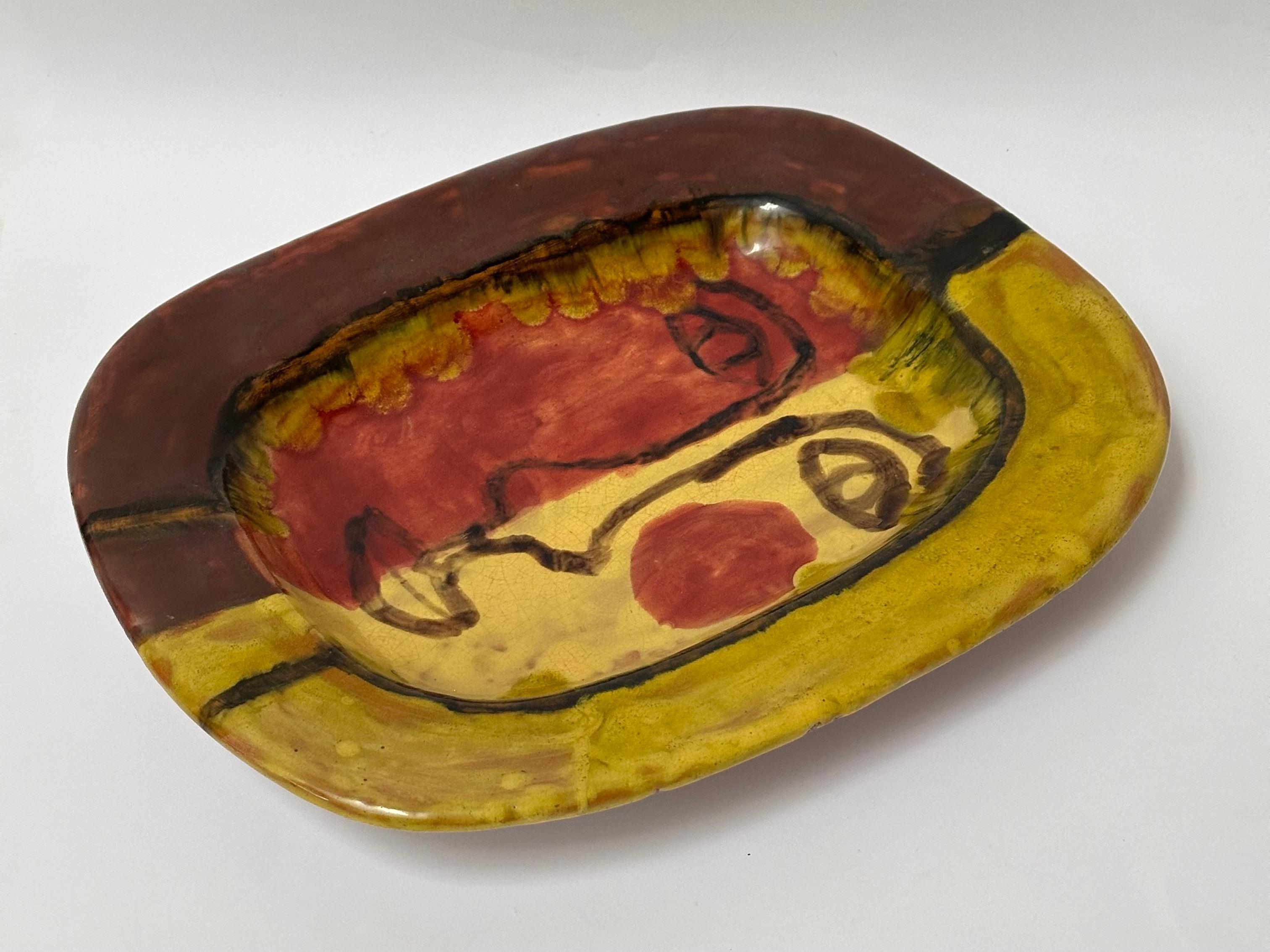Vernissé Gitte Hauptmann, plat décoratif, Aix-en-Provence 1951 en vente