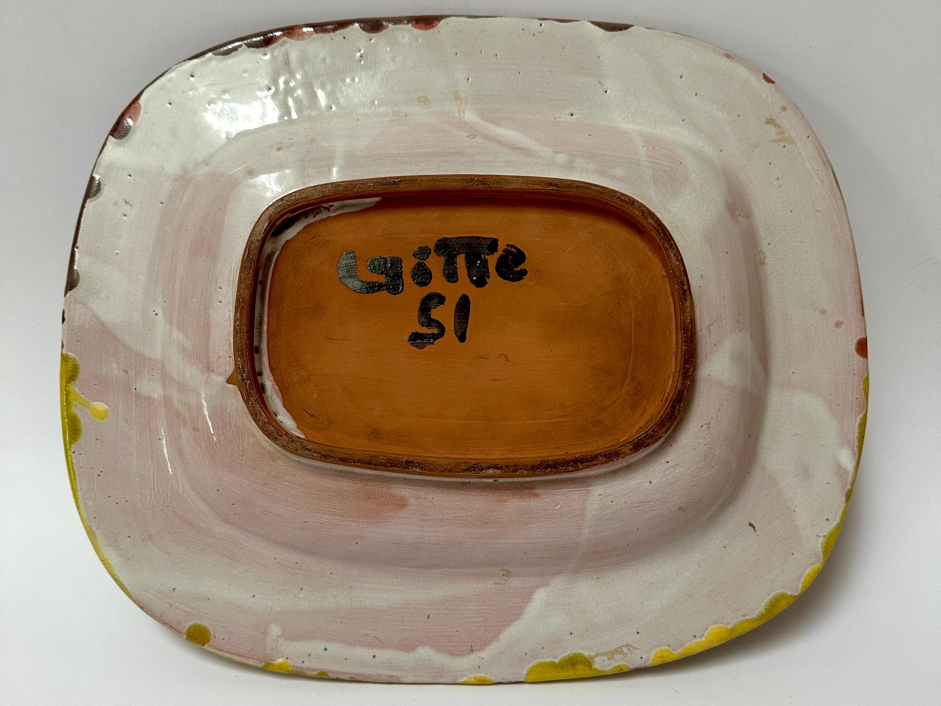Milieu du XXe siècle Gitte Hauptmann, plat décoratif, Aix-en-Provence 1951 en vente
