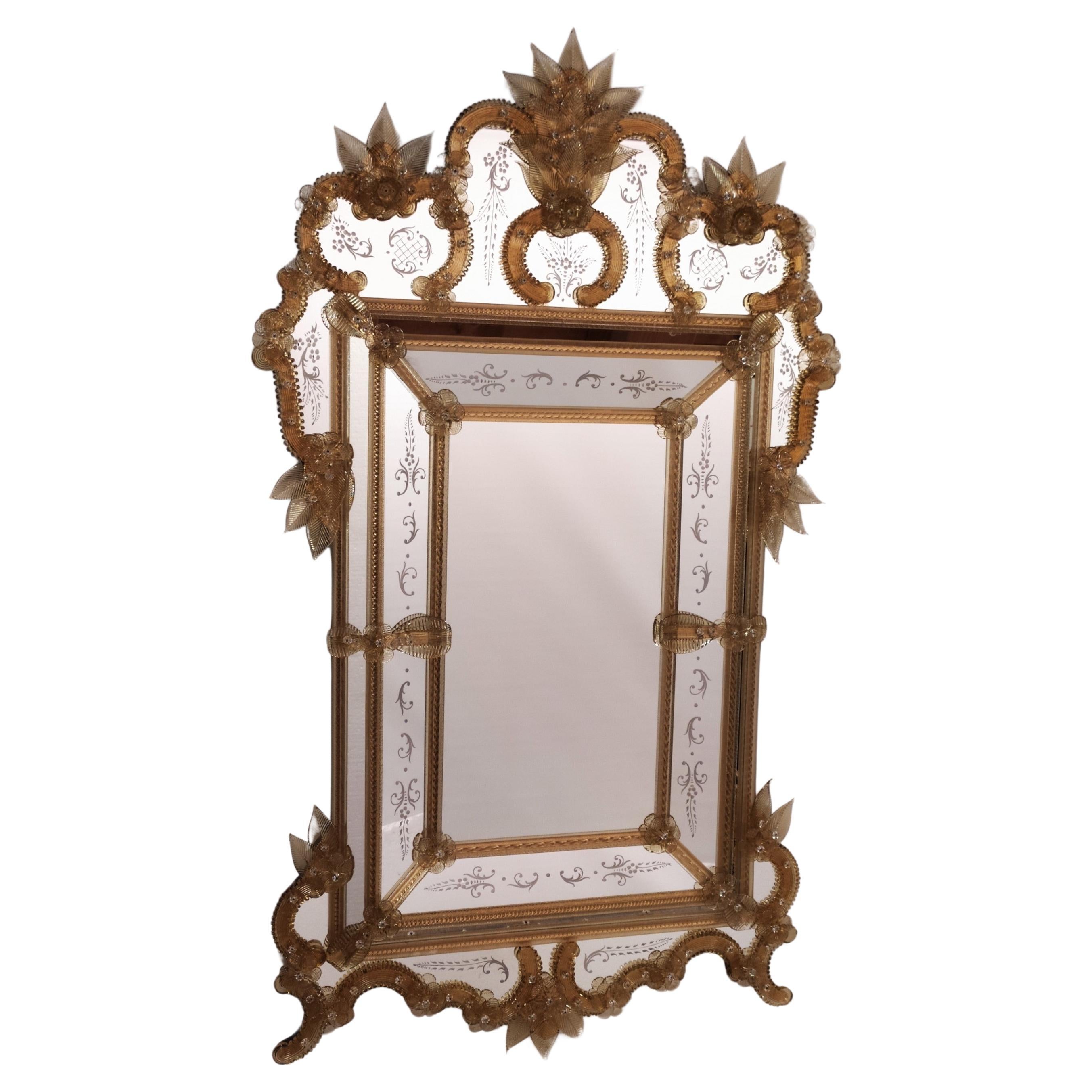 "Giudecca" Murano Glass Mirror in Venetian Style by Fratelli Tosi For Sale