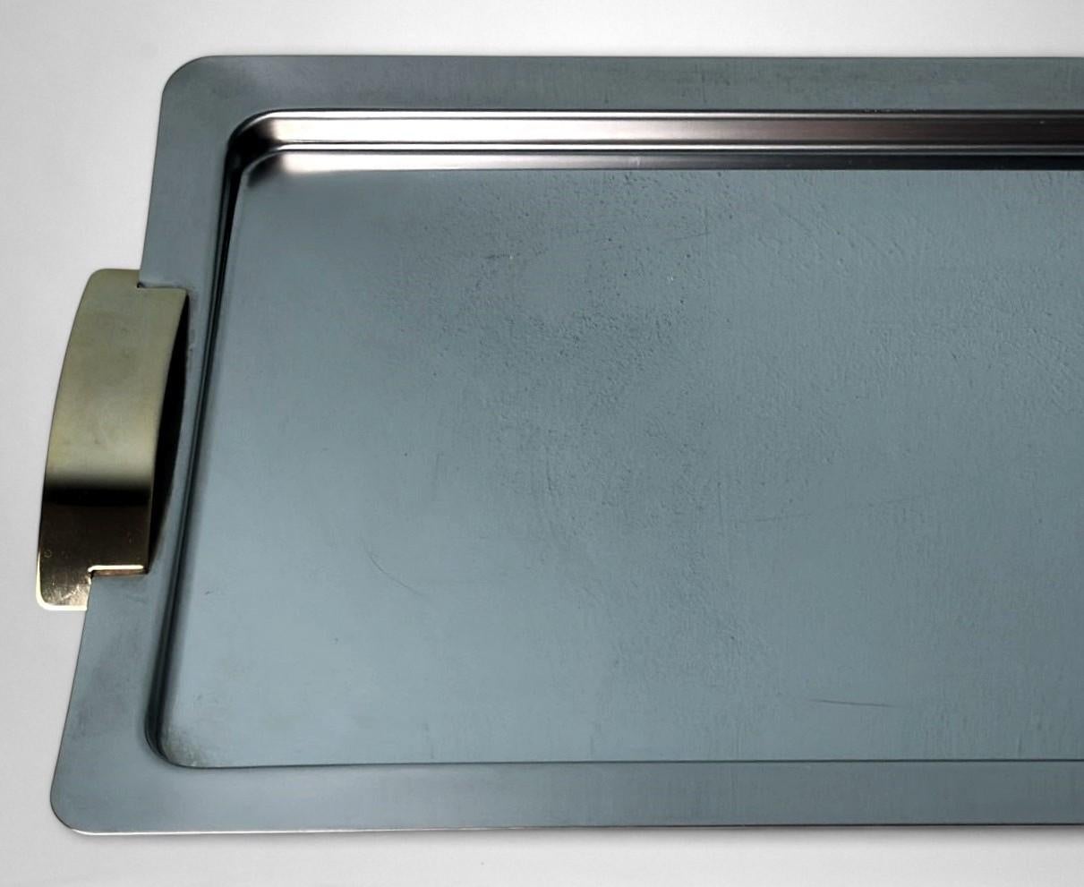 Giugiaro Entwurf  Italienisches Tablett aus poliertem Edelstahl und Messing im Angebot 6