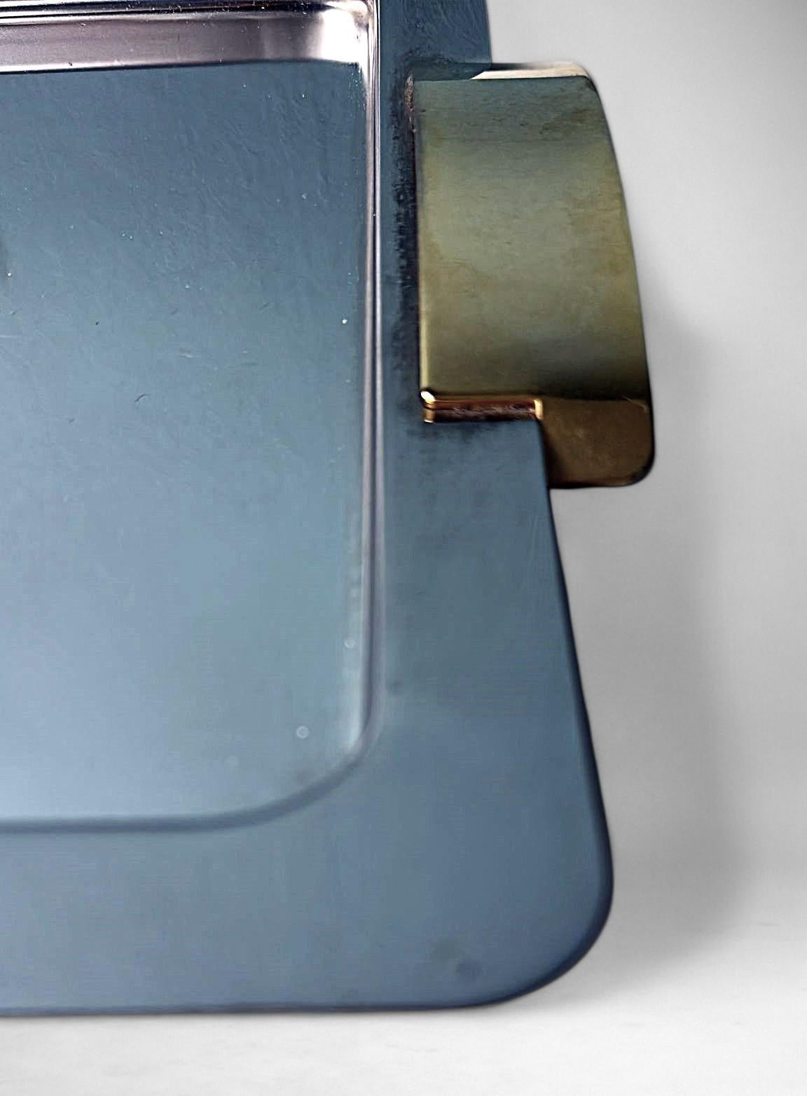 Giugiaro Entwurf  Italienisches Tablett aus poliertem Edelstahl und Messing im Angebot 9