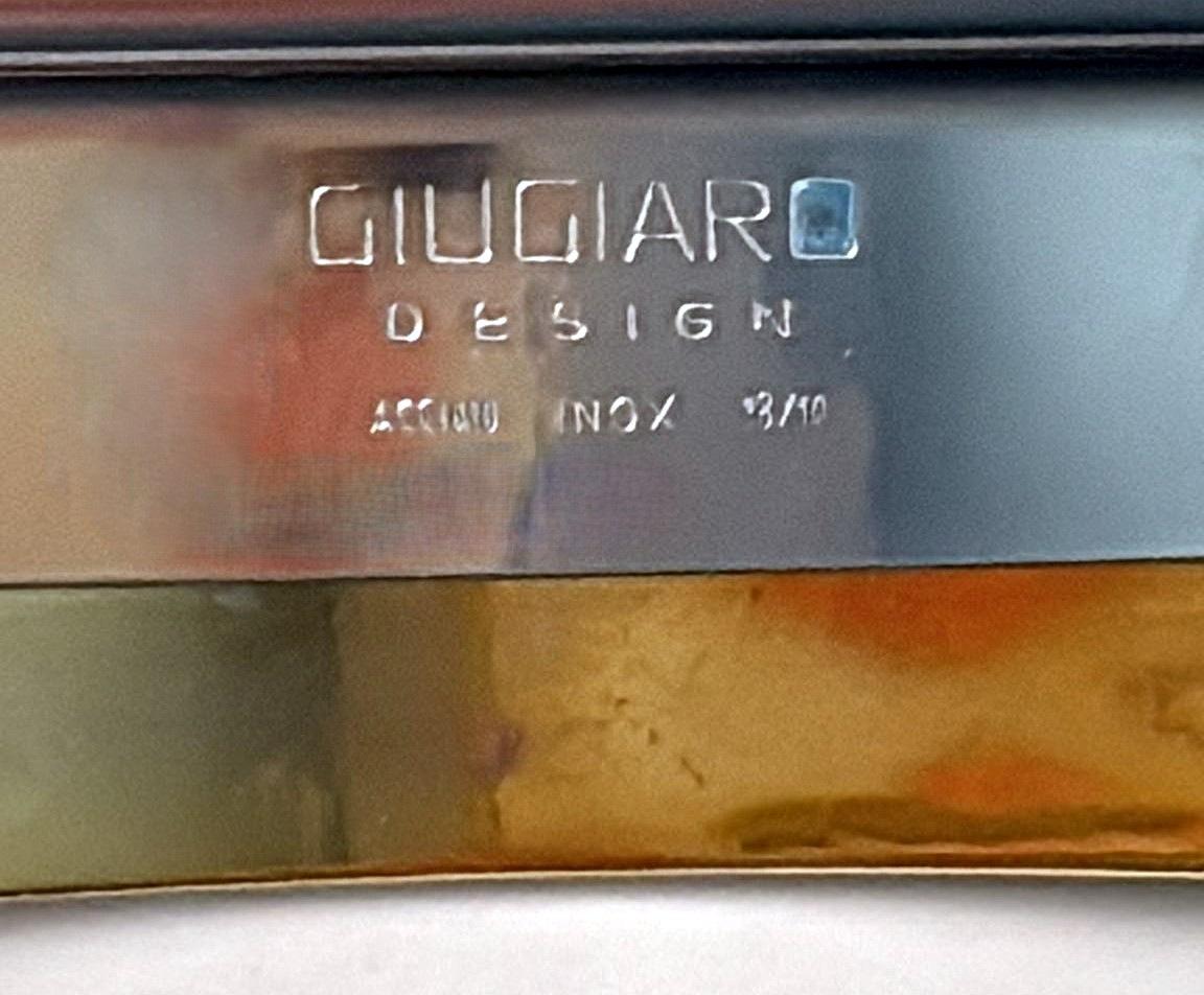 Giugiaro Entwurf  Italienisches Tablett aus poliertem Edelstahl und Messing im Angebot 2