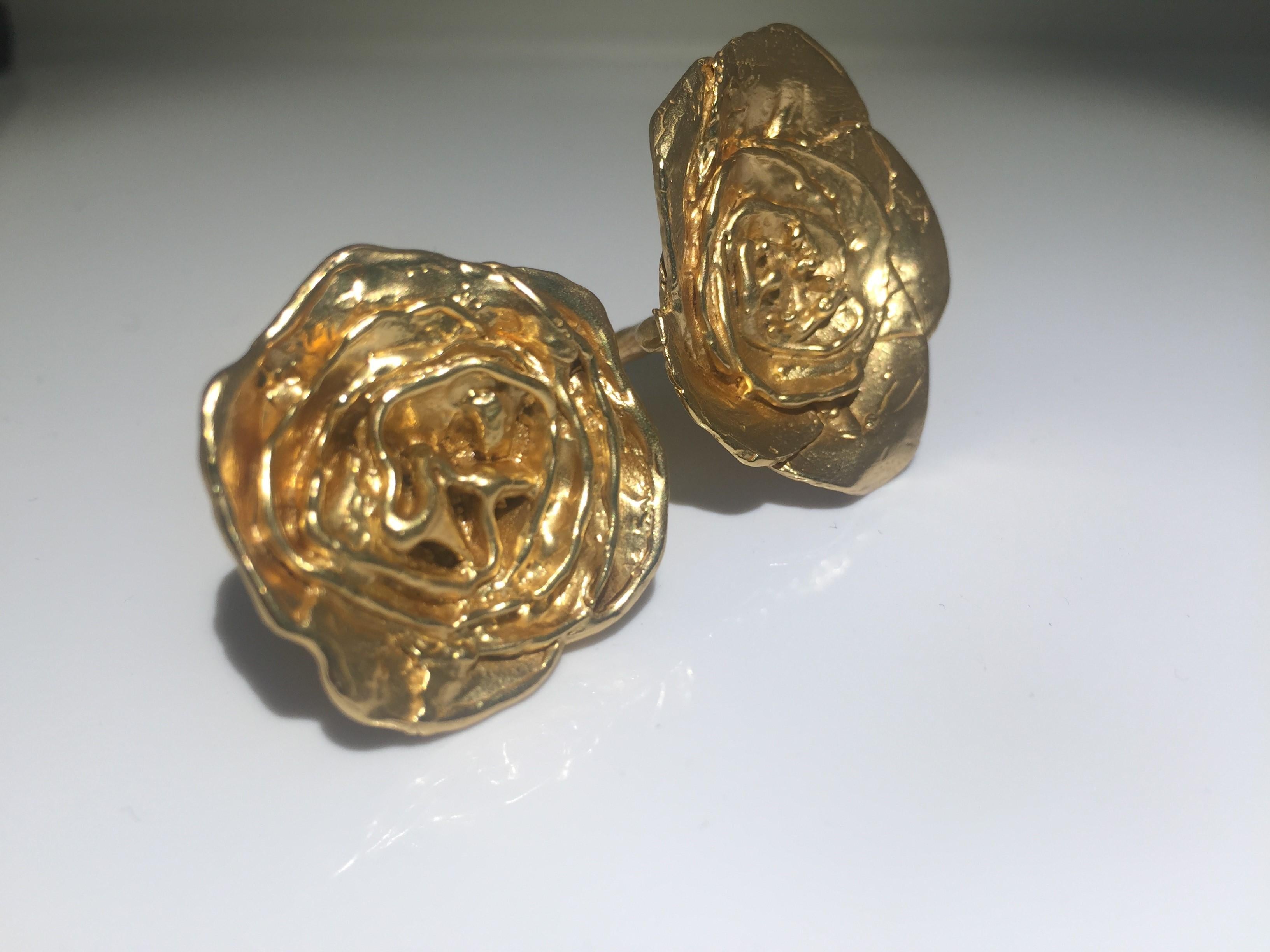 Giulia Barela 24 Karat Gold Plated Bronze Cameliae Ring For Sale 1