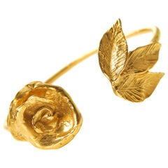 Giulia Barela 24 Karat Fine Gold-Plated Bronze Indian Rose Cuff Bracelet
