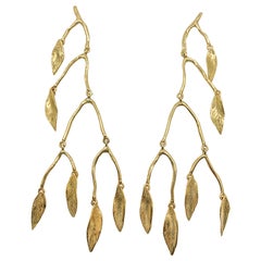 Giulia Barela 24 Karat Fine Gold Plated Bronze 'Mobile Leaves' Earrings Large