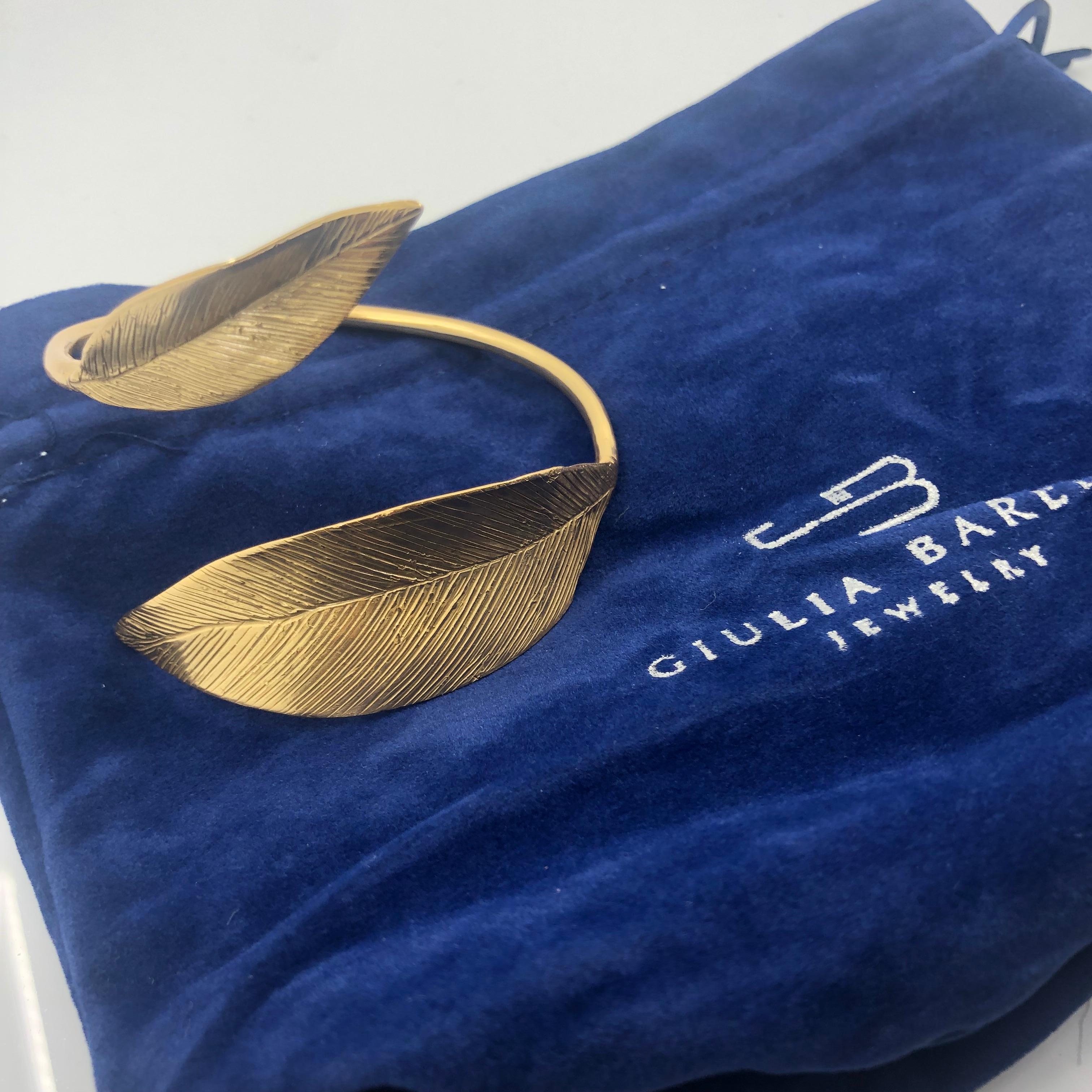 Contemporary Giulia Barela 24 Karat Fine Gold Plated Bronze 'Ramo Leaves' Bracelet For Sale