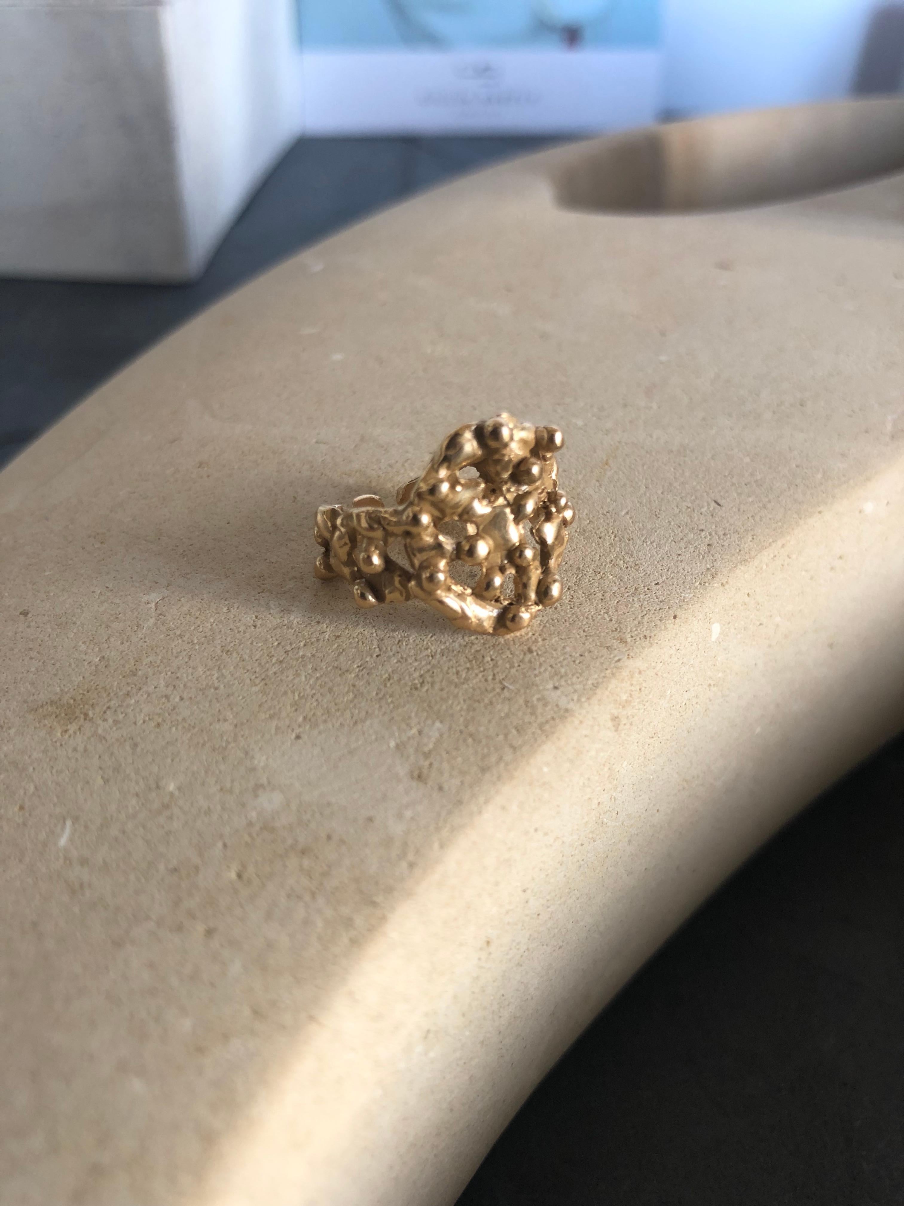 Giulia Barela 24 Karat Fine Gold Plated Bronze 'Segno Pebbles' Ring In New Condition For Sale In Rome, IT