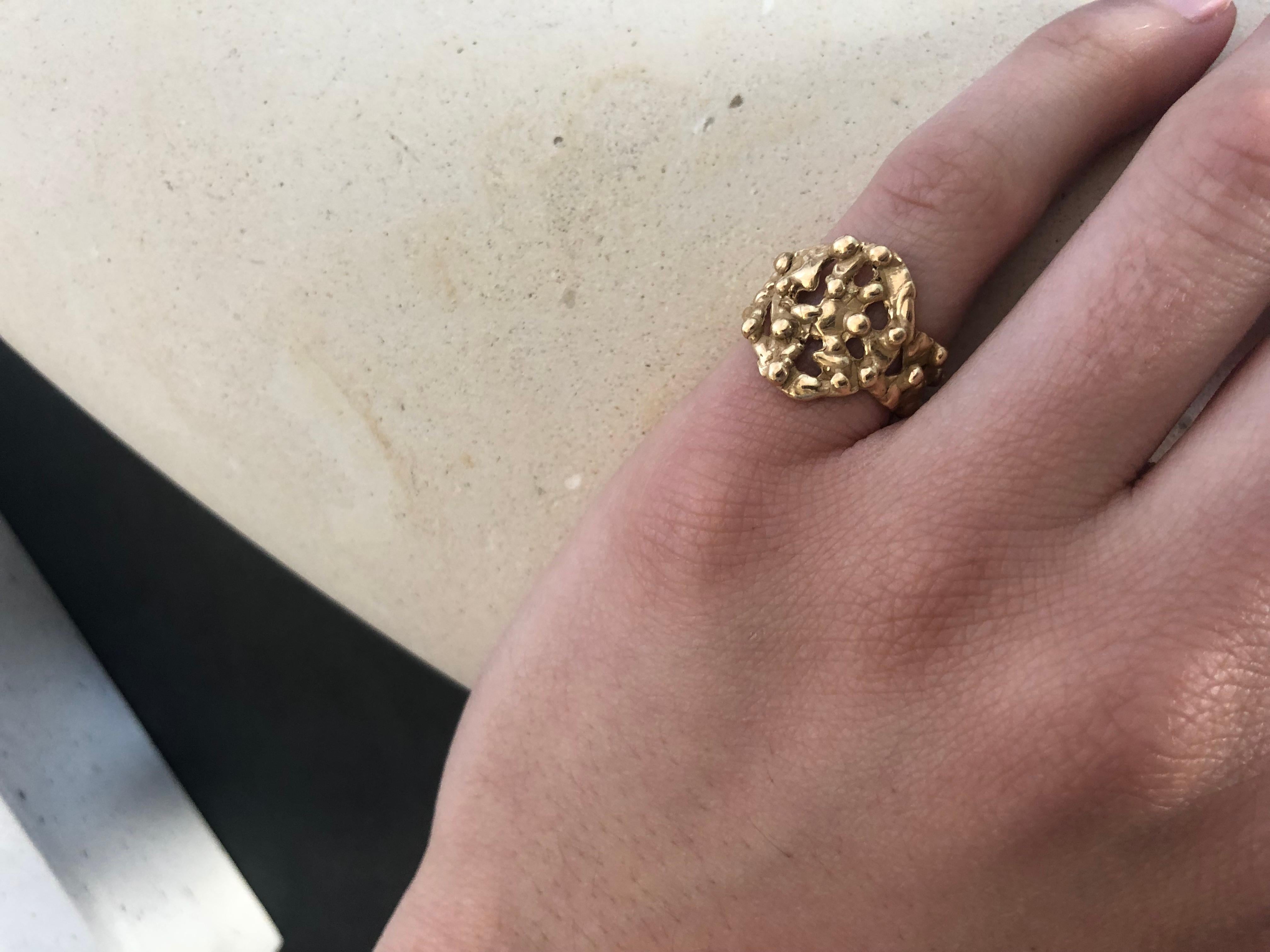 Giulia Barela 24 Karat Fine Gold Plated Bronze 'Segno Pebbles' Ring For Sale 1