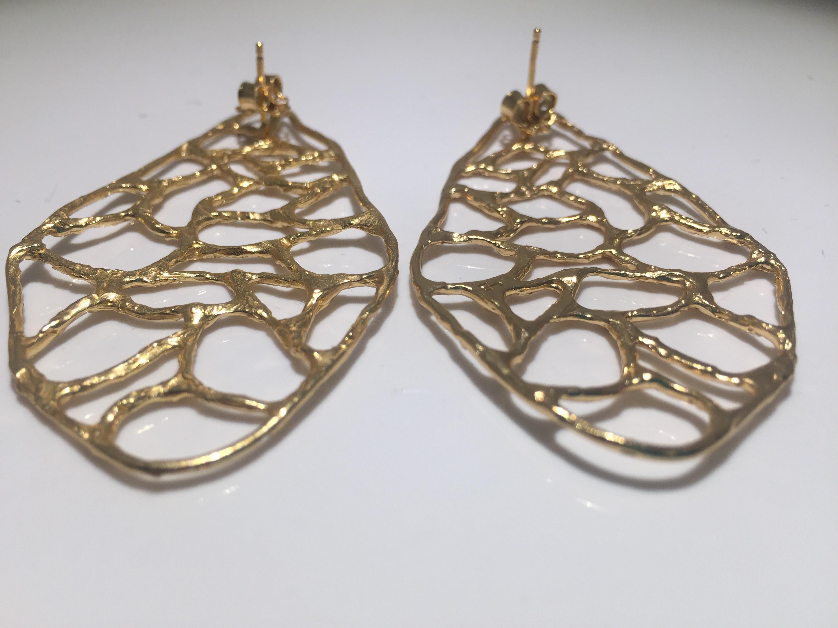 Giulia Barela 24 karat Gold Plated Bronze Africa Earrings For Sale 5