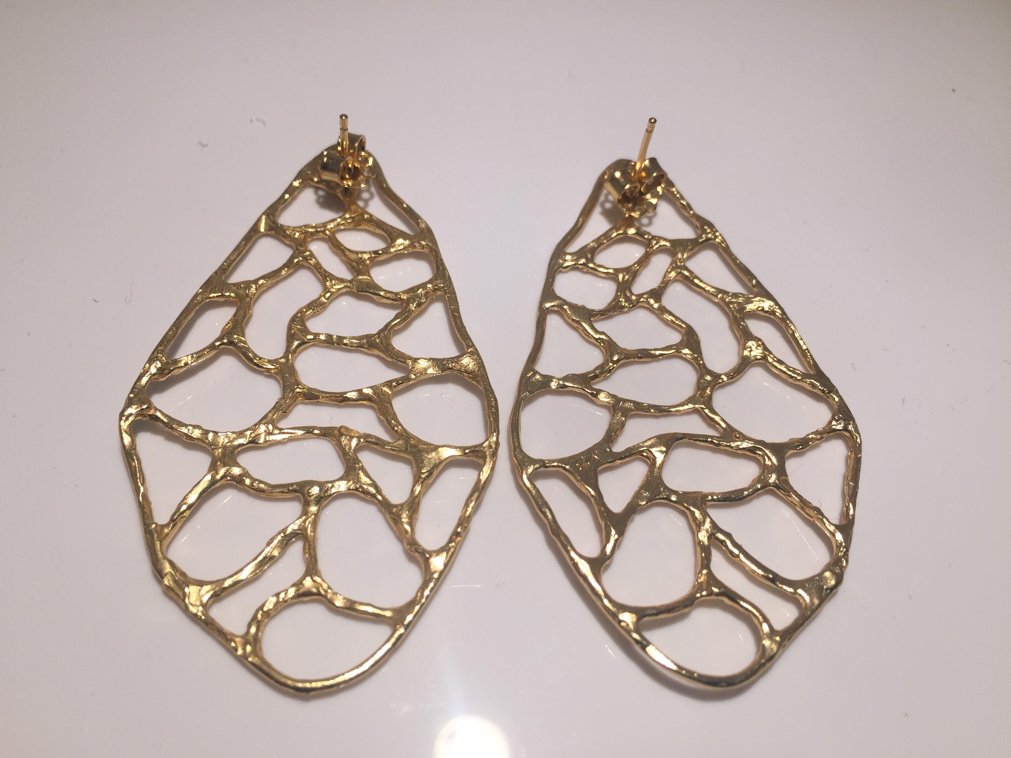 Giulia Barela 24 karat Gold Plated Bronze Africa Earrings For Sale 6