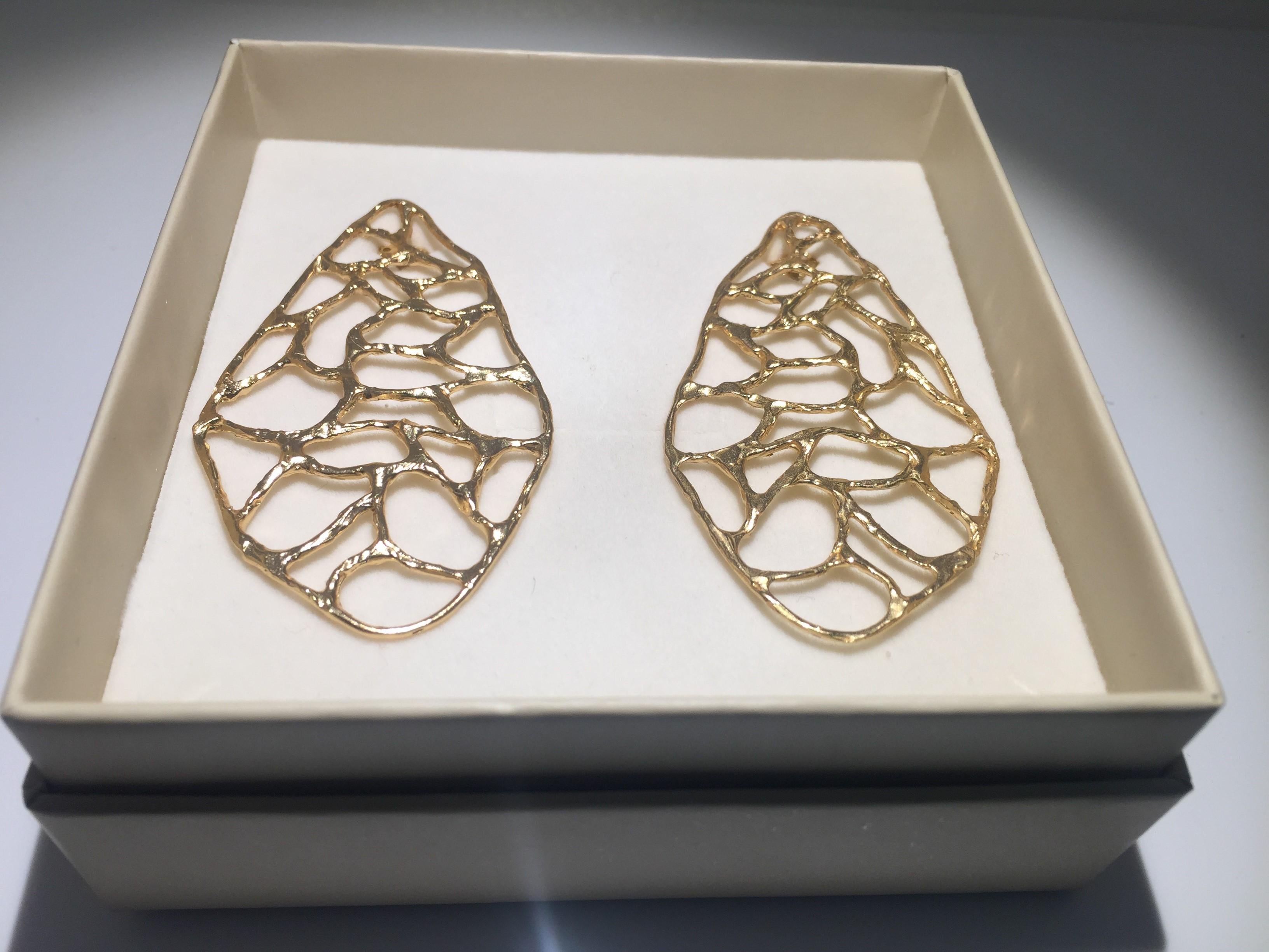 Giulia Barela 24 karat Gold Plated Bronze Africa Earrings For Sale 2