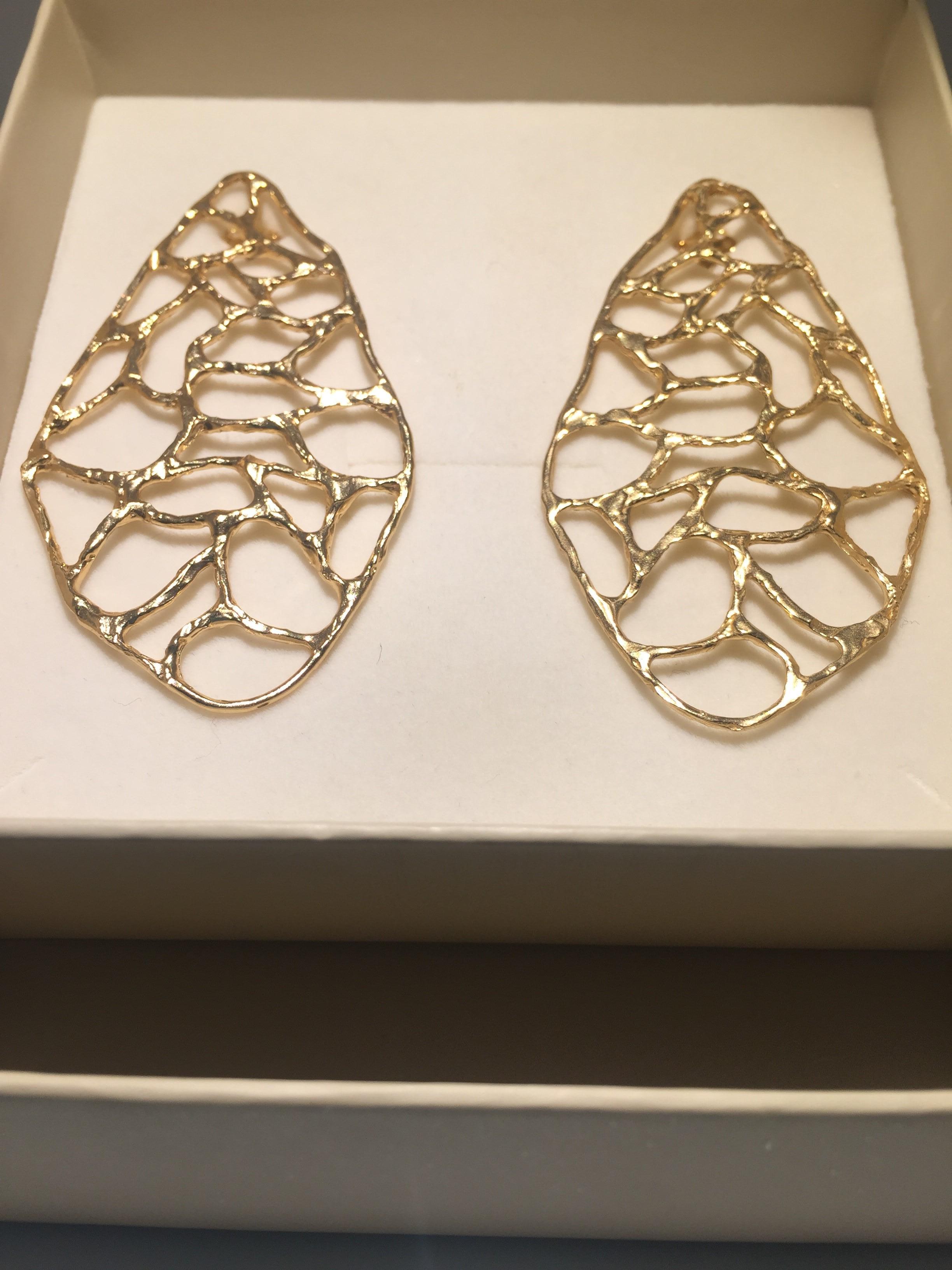 Giulia Barela 24 karat Gold Plated Bronze Africa Earrings For Sale 3