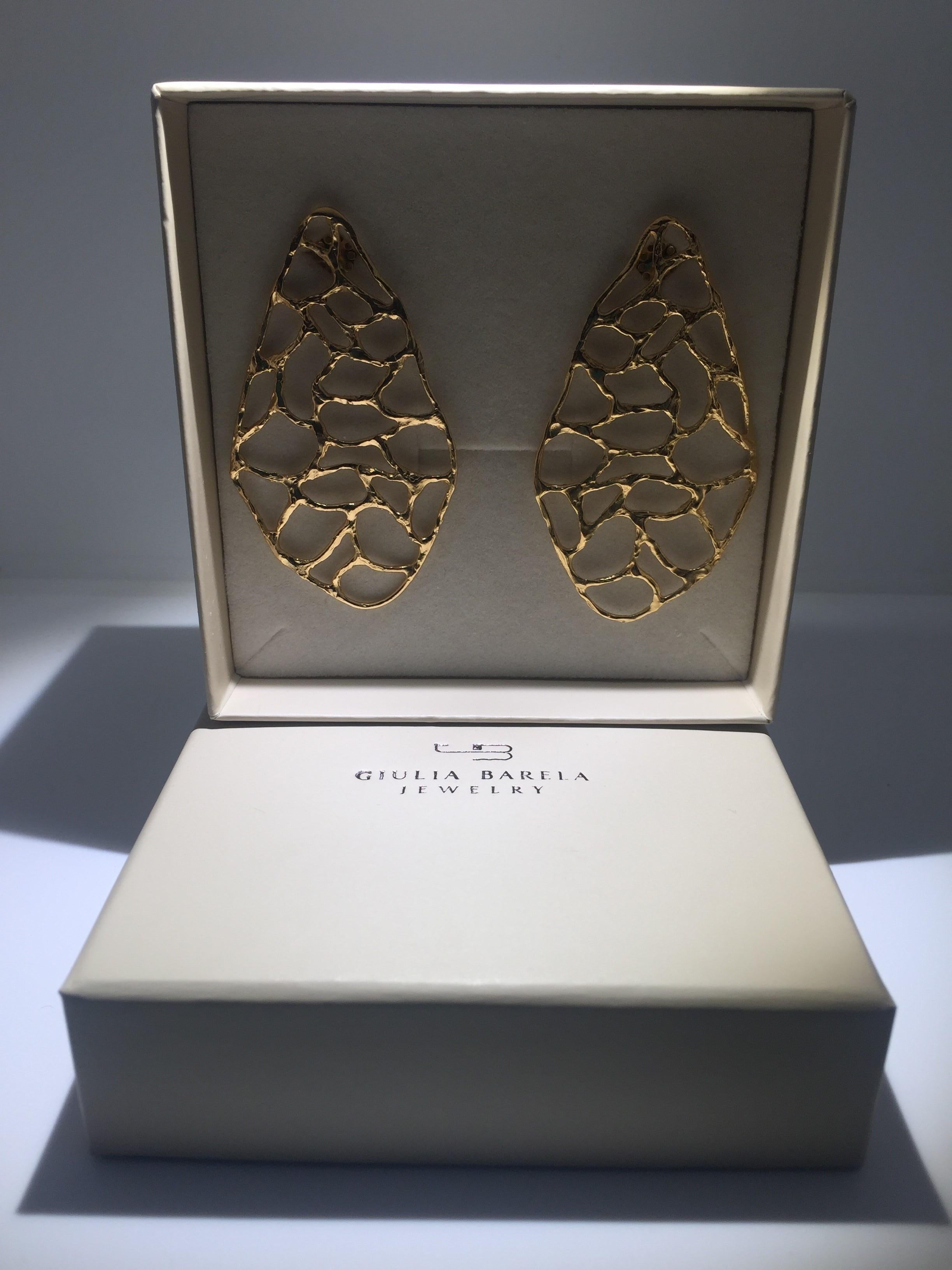 Giulia Barela 24 karat Gold Plated Bronze Africa Earrings For Sale 4